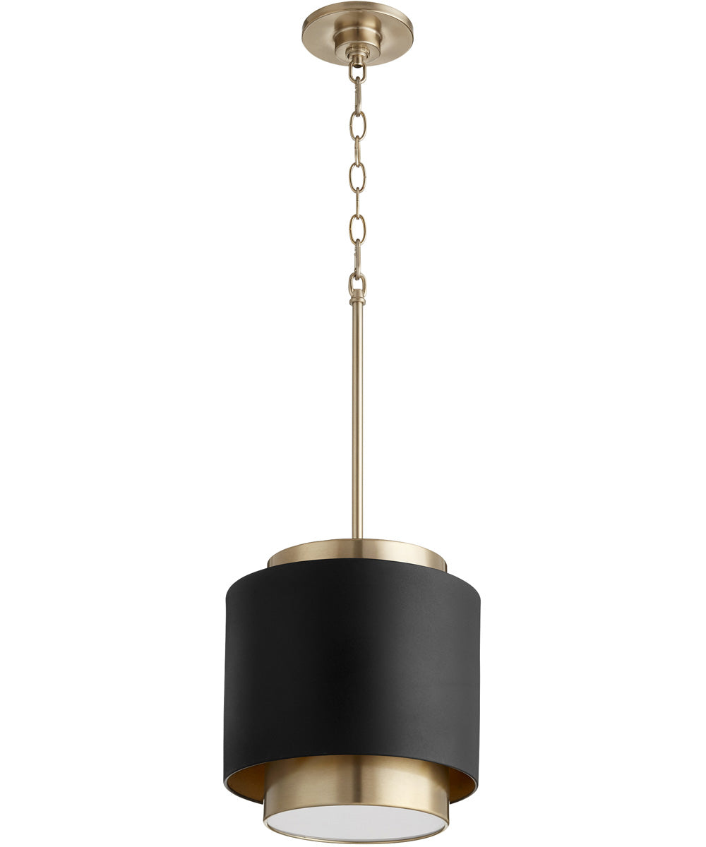 11W Single Light Black Pendant Lamp with Aged Brass Finish - Perfect for Kitchen Island, Dining Room, or Entryway Lighting