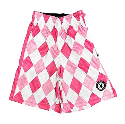 Flow Society New Pink Argyle Boys Lacrosse Shorts - Breathable Athletic Shorts for Youth Sports | Boys LAX Practice & Game Shorts | Kids' Sports Apparel for Lacrosse, Soccer & Outdoor Activities