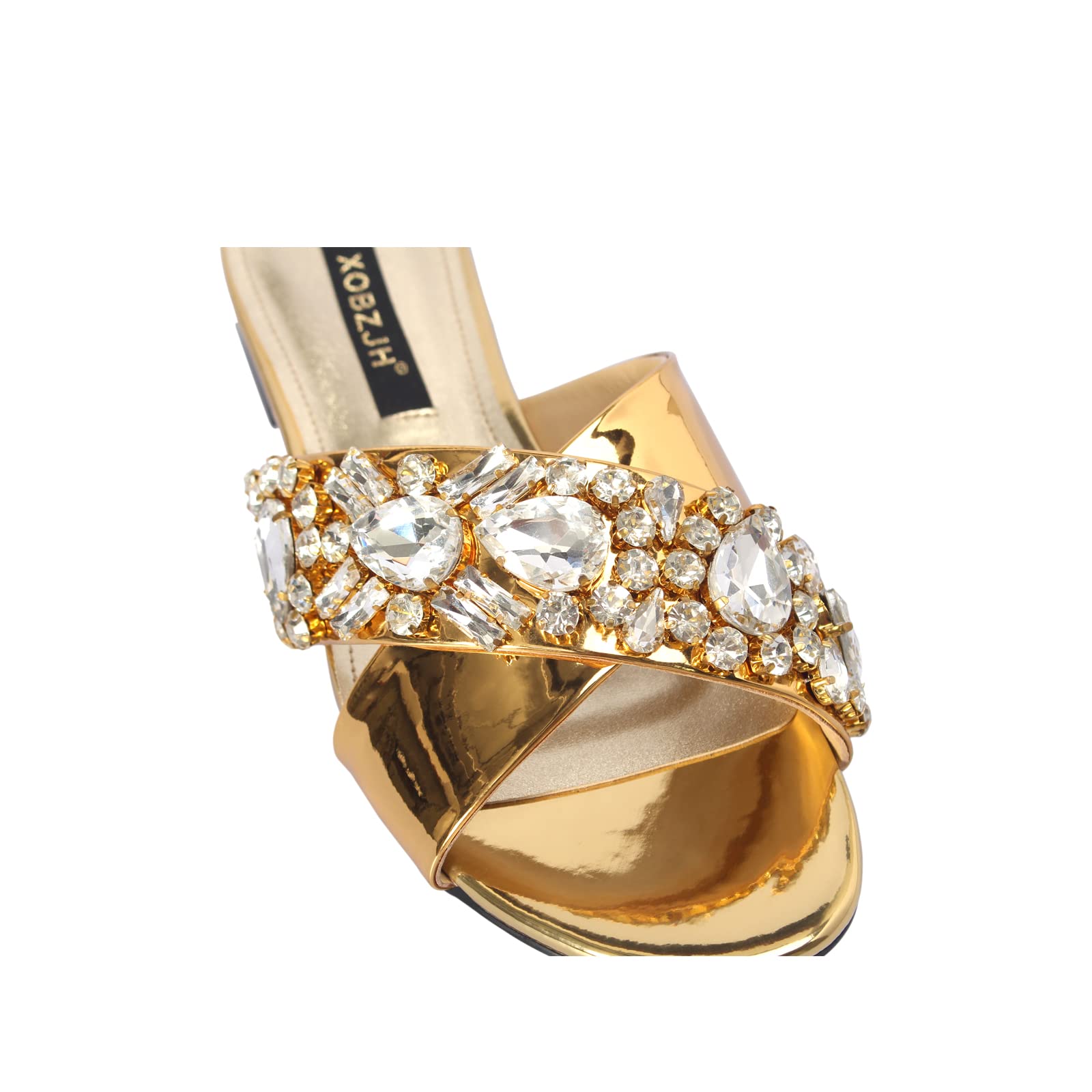 Luxury Rhinestone Evening Slides Sandals for Women - Designer Wedding Party Shoes with Flat Heel | Perfect for Bridal Showers, Prom, and Formal Events