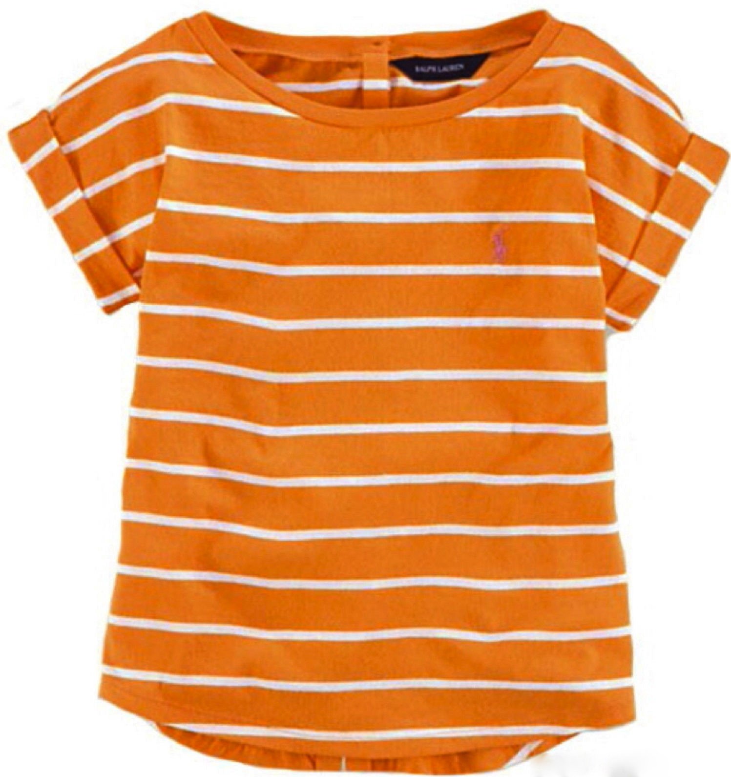 Ralph Lauren Girls' Stripe Tee - Enzyme Wash for Play & School