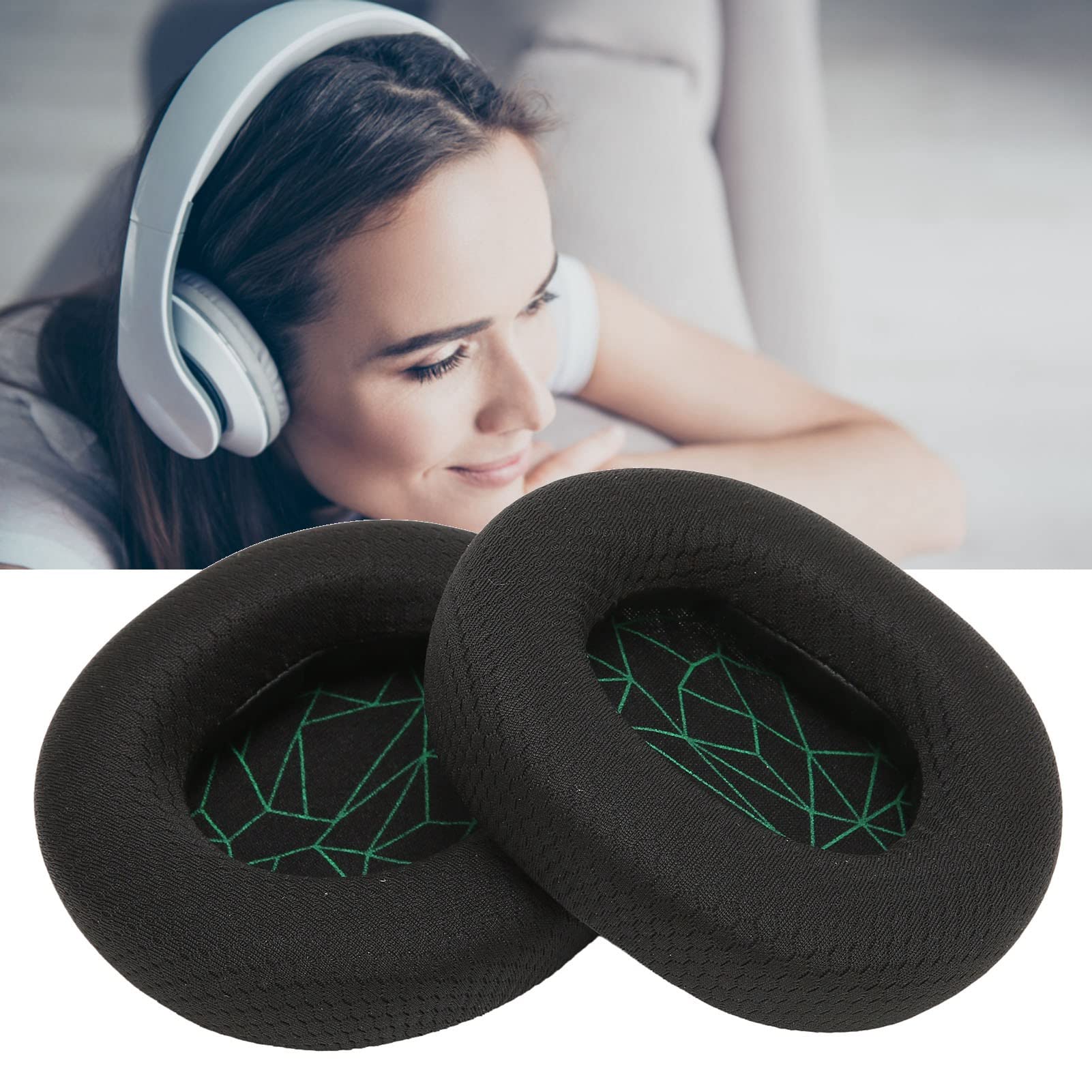 Replacement Ear Pads for Steelseries Arctis 1/3/5/7/9 Pro Headset - Breathable Mesh & Sponge Cushions, Noise Isolation Earpads (Black & Green) - Perfect for Gaming, Music & Long Wear Comfort