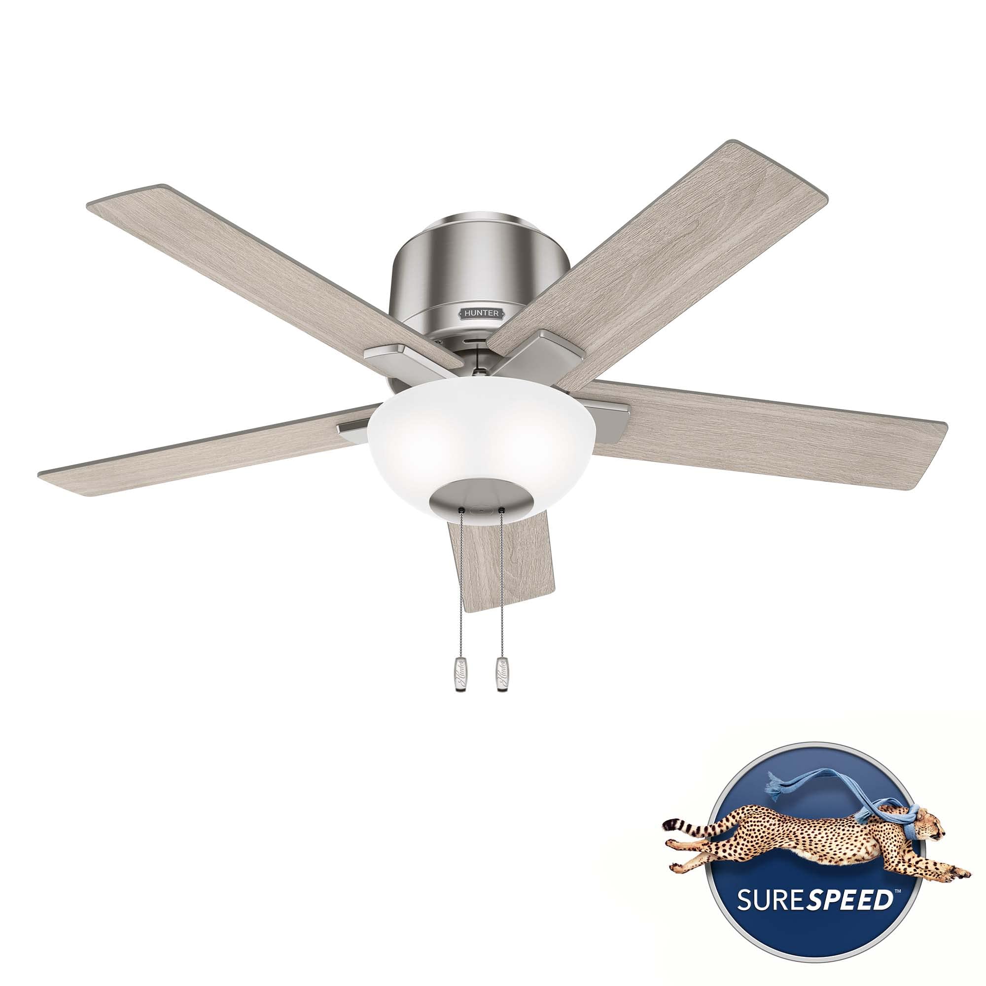 Hunter Fan Company 51587 Fitzgerald 44-Inch Indoor/Outdoor Ceiling Fan with LED Light Kit, Brushed Nickel Finish - Perfect for Bedroom, Living Room, Patio & Covered Porch
