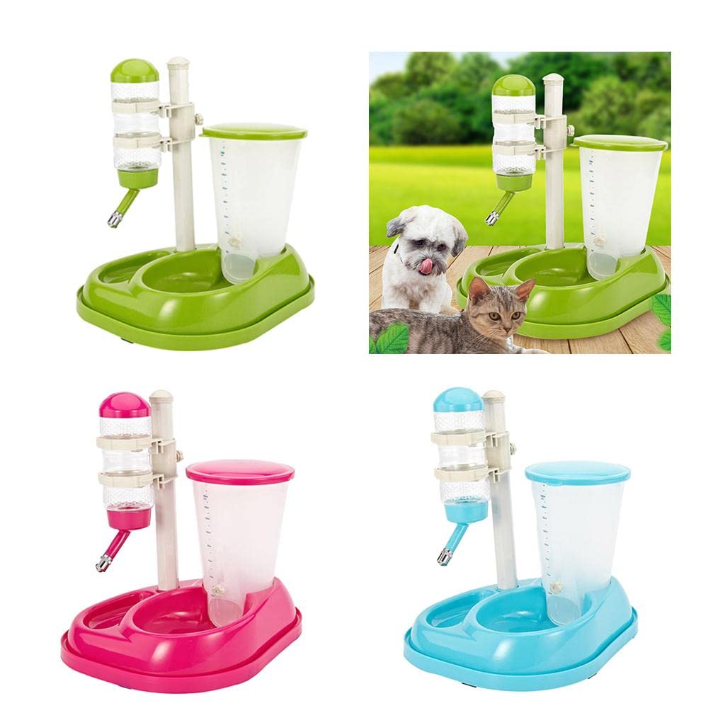 UJEAVETTE Automatic Pet Water Drinker & Feeder Bowl for Cats and Dogs, Green - Ideal for Home, Office, and Travel Use
