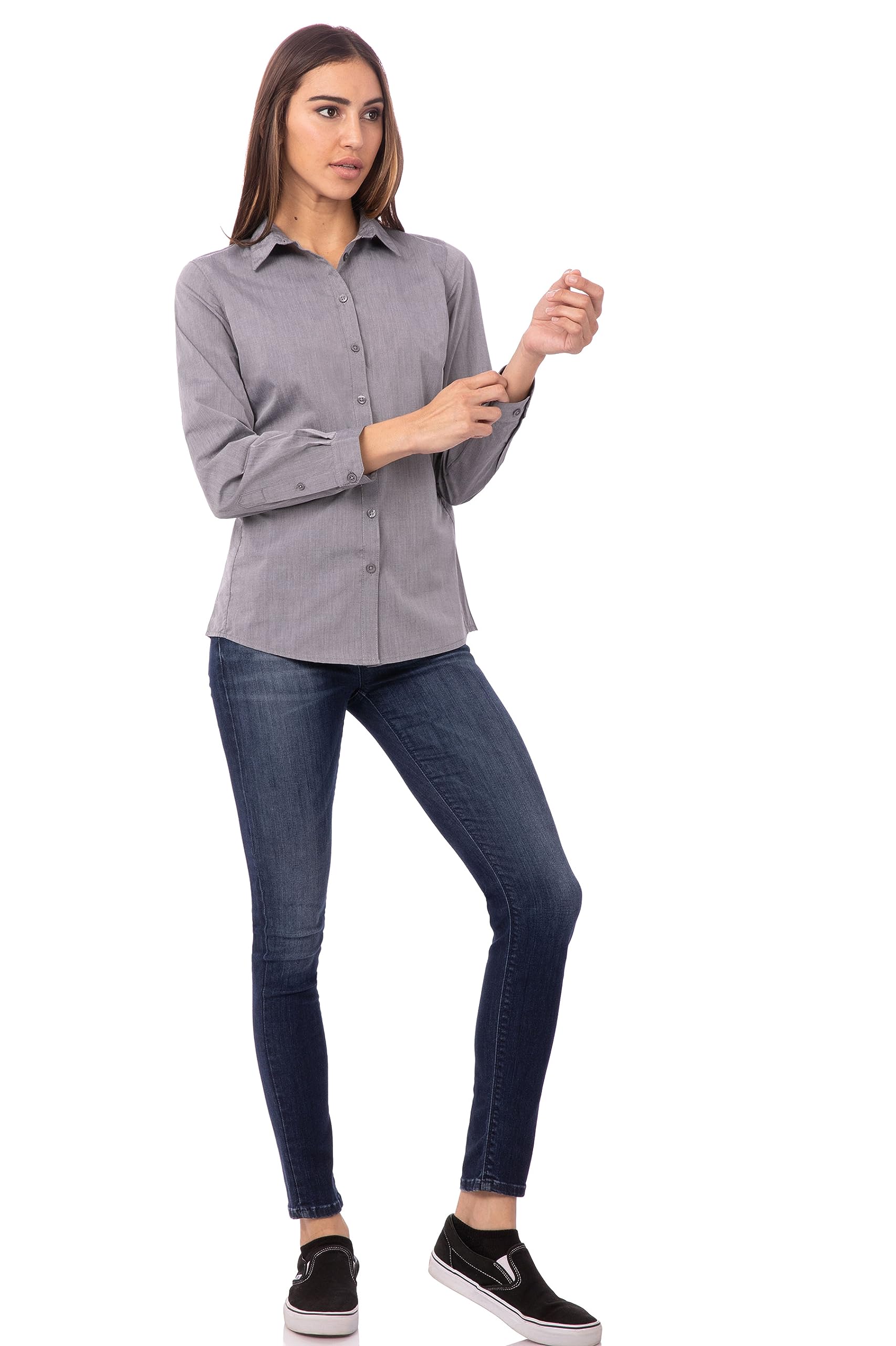 Chef Works Women's Modern Chambray Dress Shirt - Professional & Comfortable Workwear for Waitresses, Chefs & Hospitality Staff