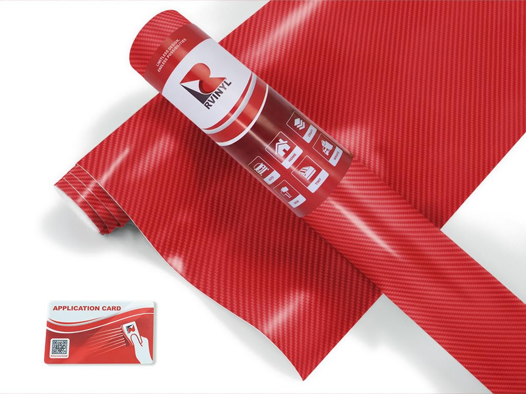 ORACAL 975 Carbon Fiber Geranium Red 305-CF Vinyl Wrap Roll (6ft x 5ft) - Premium Car Wrap Film for Vehicle, Motorcycle & Boat Customization - DIY Auto, Truck & Marine Decoration