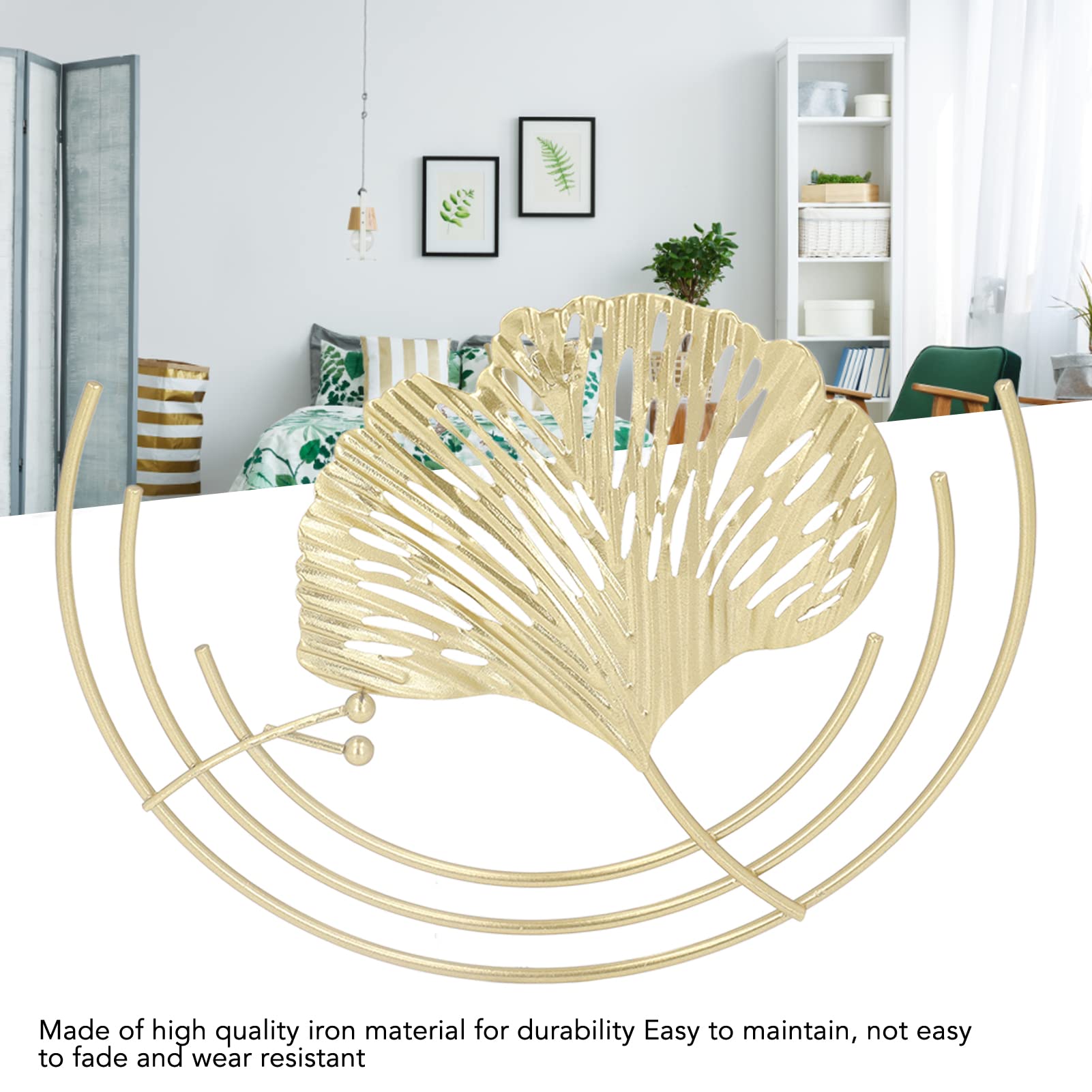 Gold Leaf Metal Wall Art Decor - Handcrafted Iron Wall Sculpture for Living Room, Bedroom, Office - Elegant Home Decor for Modern & Classic Interiors - Perfect for Housewarming Gifts & Wall Accents
