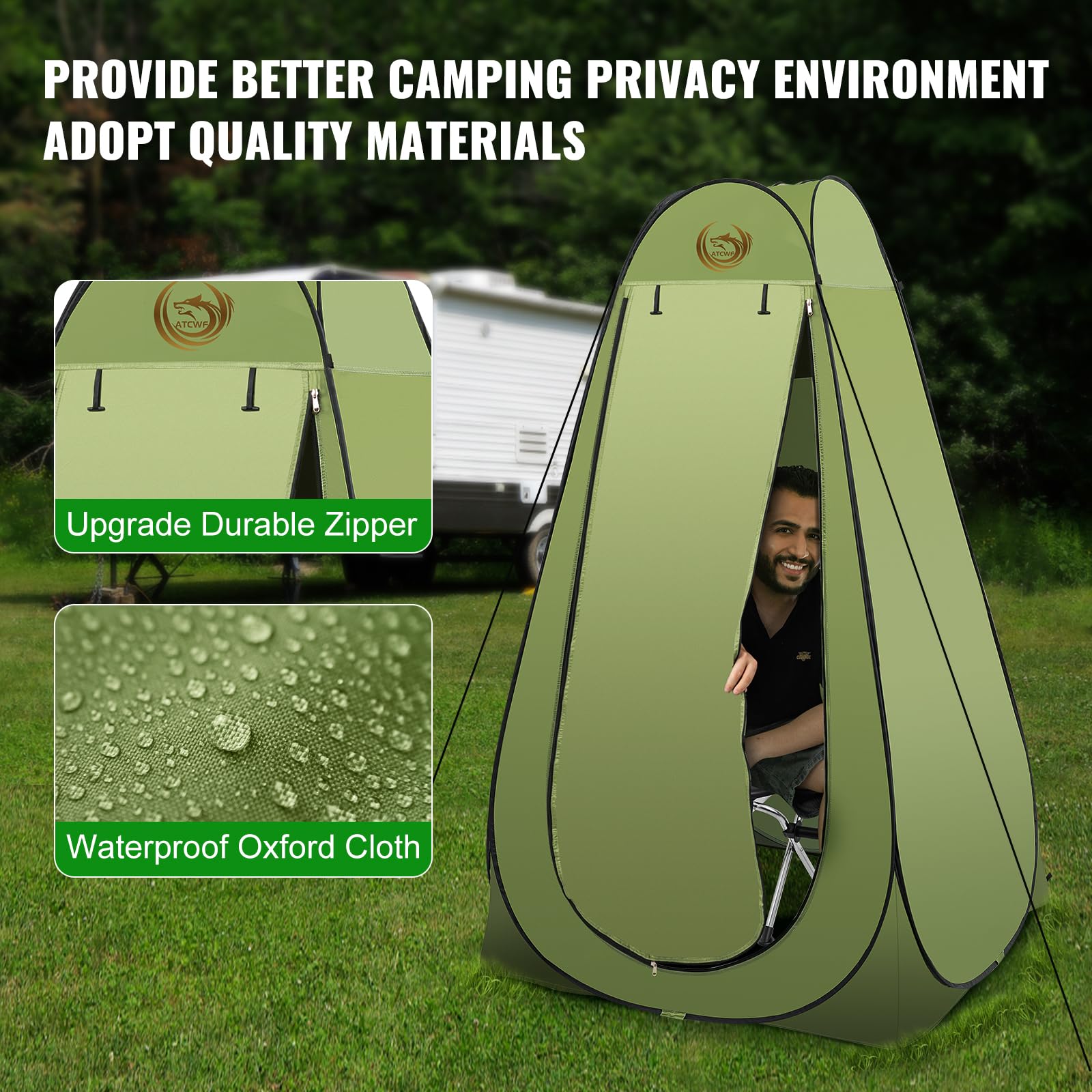 Portable Camping Toilet Kit for Adults - Pop Up Privacy Tent & Stainless Steel Toilet with Carry Bag | Outdoor Shower, Changing Room, Dressing Tent for Camping, Hiking, Road Trips & Emergency Preparedness