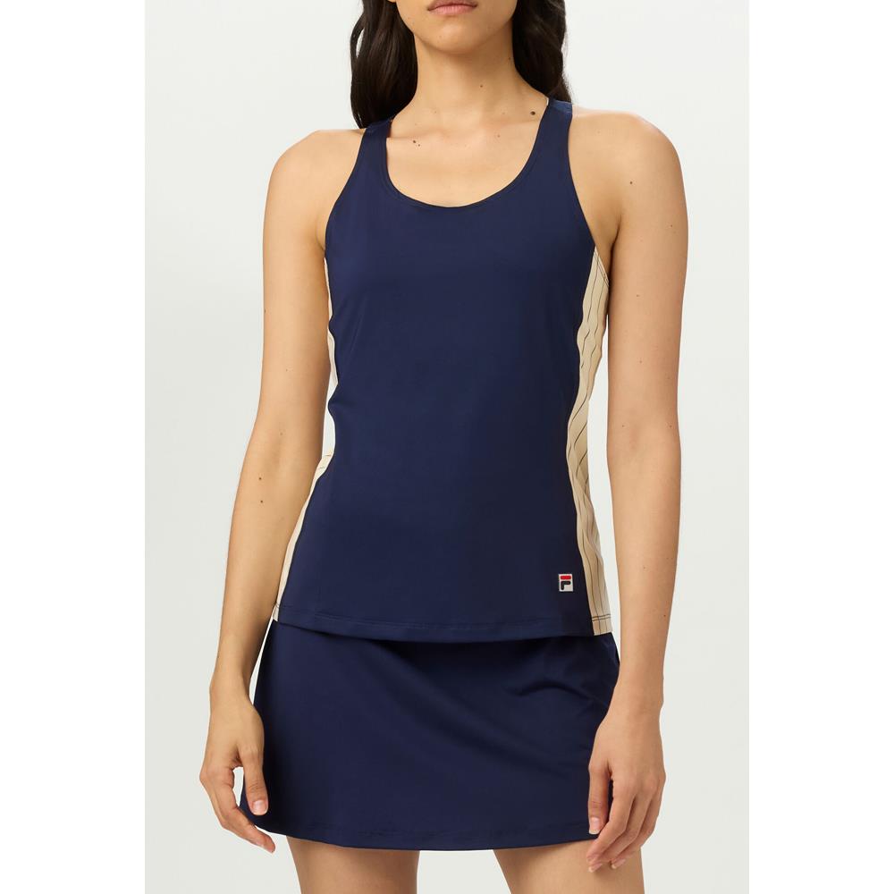 Fila Women's Heritage Iconic Racerback Tank Top - Classic Navy Blue Athletic Wear for Gym, Running & Casual Outfits