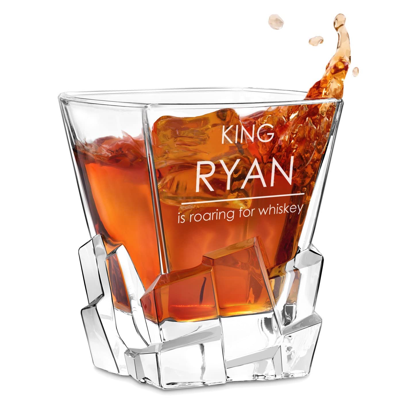 Personalized Engraved Maverton Whiskey Glass Set - Modern Crystal Tumbler for Men, Whiskey Connoisseur Gift - Elegant Barware for Gentleman - Birthday, Anniversary, Housewarming Present - Perfect for Home Bar, Office, and Special Occasions