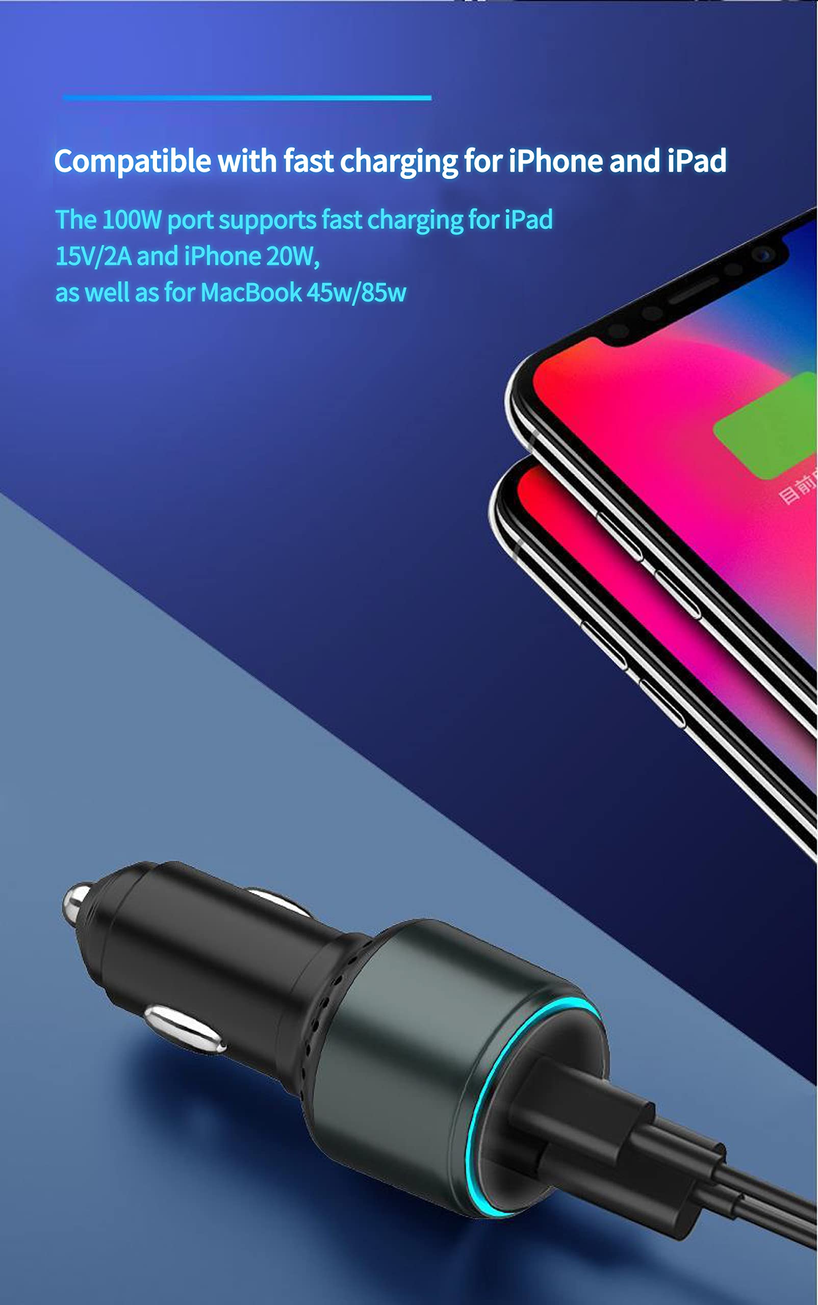 118W Dual USB C Car Charger - Fast Charging for iPhone 14/13/12, Samsung S22/S21, iPad & MacBook - Perfect for Road Trips & Travel