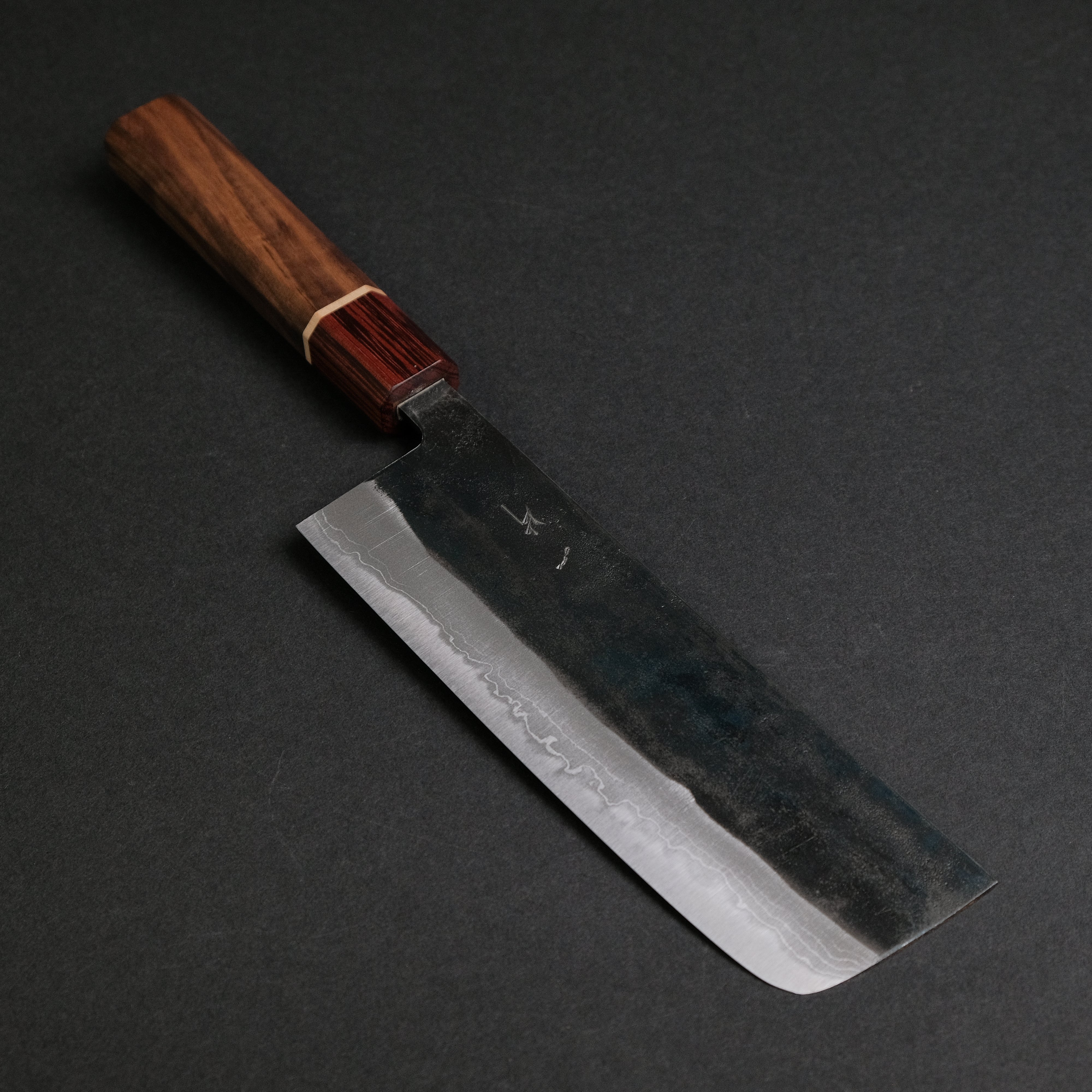 Hitohira Echizen NB White #2 Kurouchi Damascus Nakiri Knife 165mm - Japanese Chef Knife with Walnut Handle & Rengas Ferrule - Perfect for Slicing Vegetables, Herbs & Sushi Preparation
