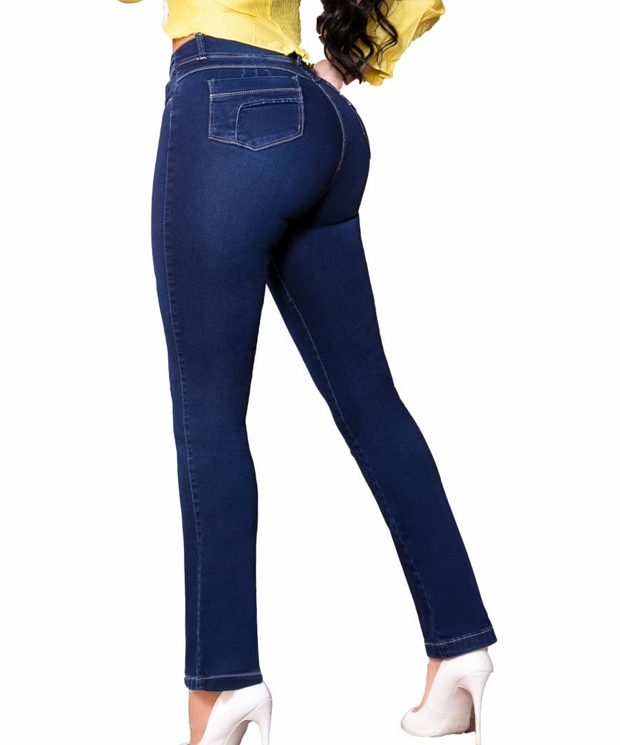 Colombian Butt Lifting Jeans for Women - Boot Cut Denim Pants with Sculpting Effect | Perfect for Date Night, Clubbing & Body Confidence | Blue