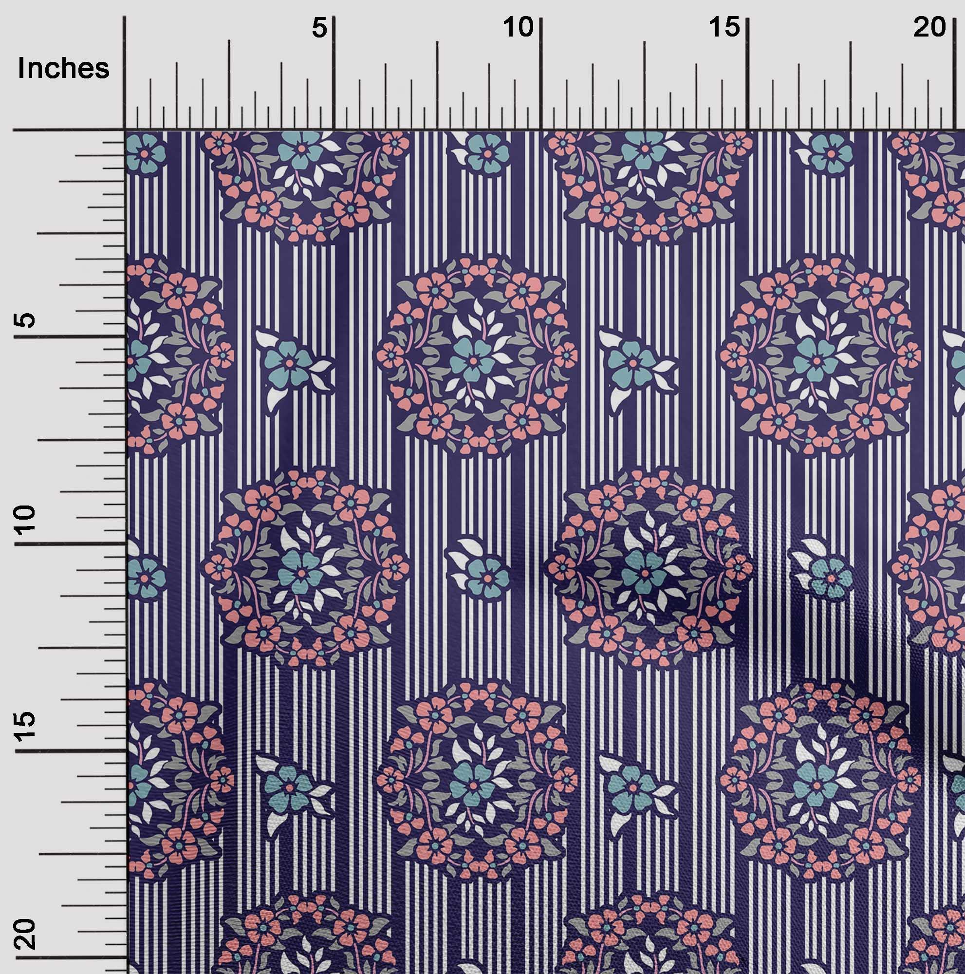 oneOone Polyester Spandex Floral Print Fabric - 56 Inch Wide Blue Dress Material by The Yard (342) | Perfect for DIY Dresses, Skirts, and Home Decor Projects