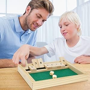 Wooden Shut The Box Dice Game - Classic 2 Player Board Game for Adults & Kids | Fun Math Learning, Travel & Pub Entertainment | Perfect for Family Game Night, Classroom Activities & Parties