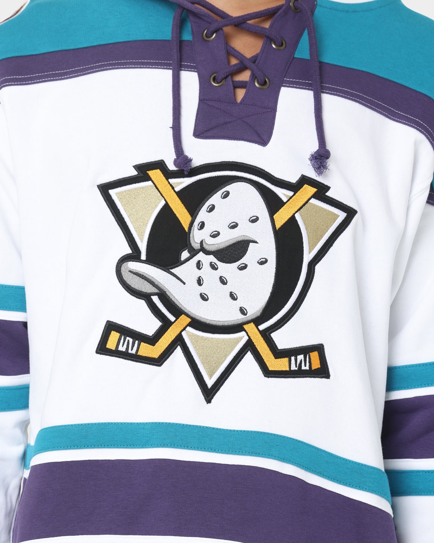 47 Brand Anaheim Ducks Superior Lacer Hoodie - White Wash NHL Hockey Fan Apparel for Men & Women - Perfect for Game Day, Tailgating and Cold Weather