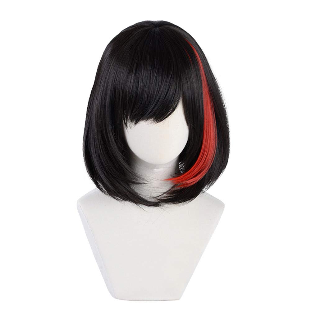 Anime Cosplay Wig Short Black Mixed Red Bob - Xingwang Queen Style for Women & Girls | Perfect for Halloween, Cosplay, Parties & Themed Events