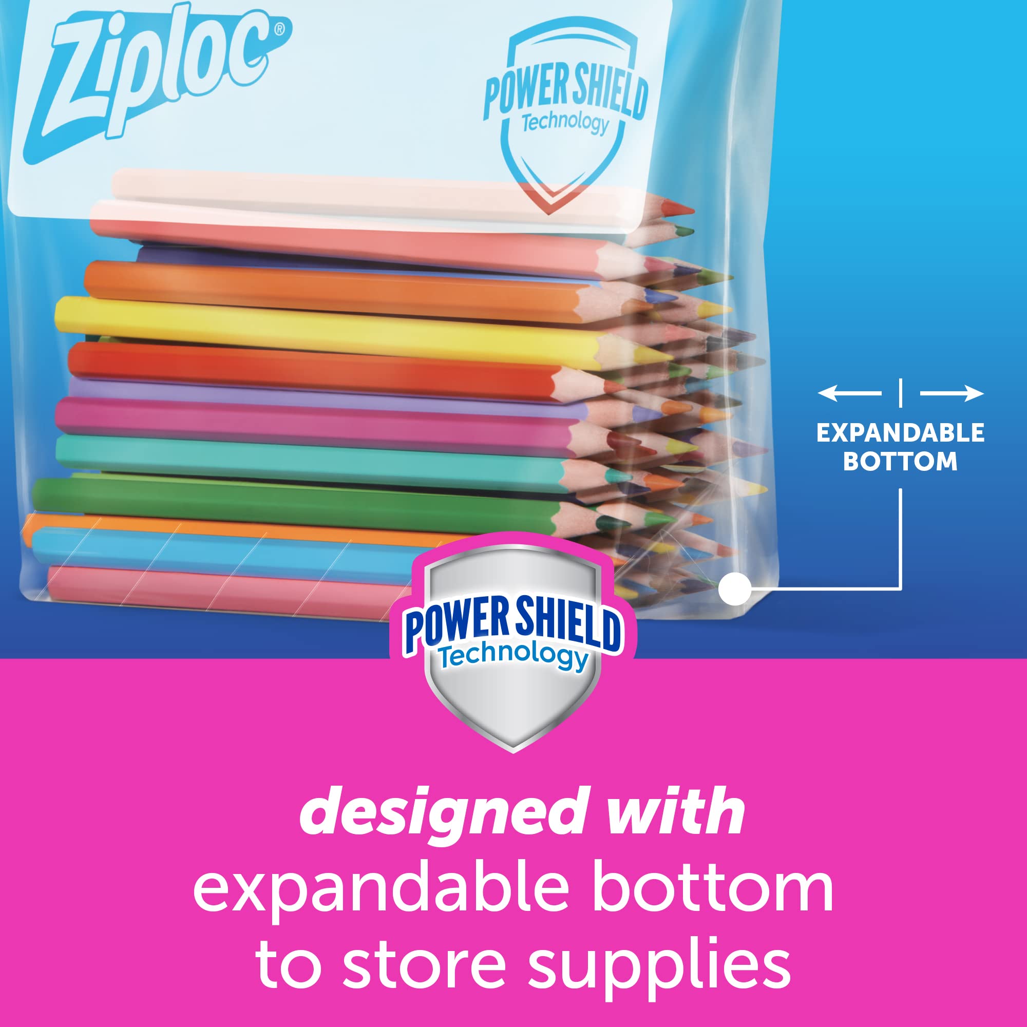 Ziploc Large Food Storage Slider Bags - 15 Count | Puncture-Resistant, Expandable Bottom, Microwave Safe | Perfect for Meal Prep, Freezer Storage & Leftovers
