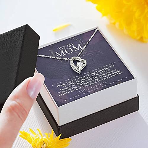 To My Mom Necklace - Forever Love Pendant with Message Card | Mother's Day, Birthday & Anniversary Gift for Mom | Thoughtful Present from Daughter | Thank You Jewelry for Always Being There | Perfect for Daily Wear, Special Occasions & Heartfelt Moments