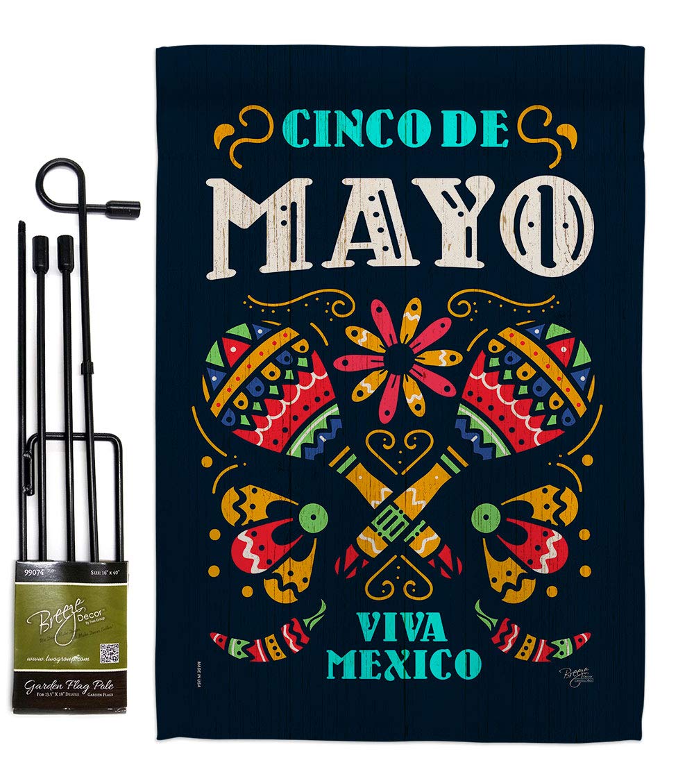 Viva Mexico Garden Flag Set - Cinco de Mayo Party Decor for Outdoor & Yard