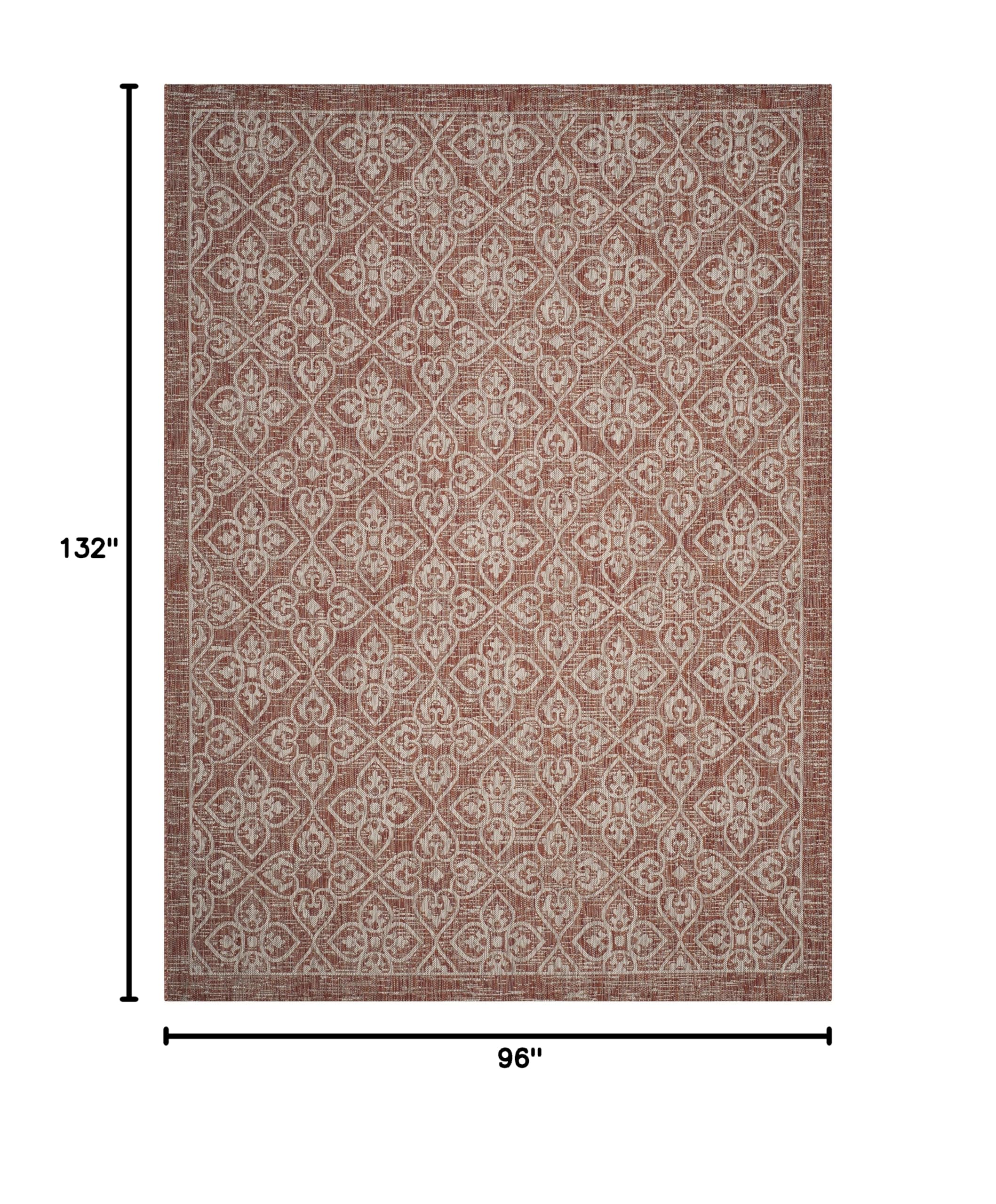 SAFAVIEH Courtyard Collection 8' x 11' Rust & Light Grey Indoor Outdoor Waterproof Rug - Easy Clean Area Carpet for Patio, Backyard, Mudroom, Deck & Poolside