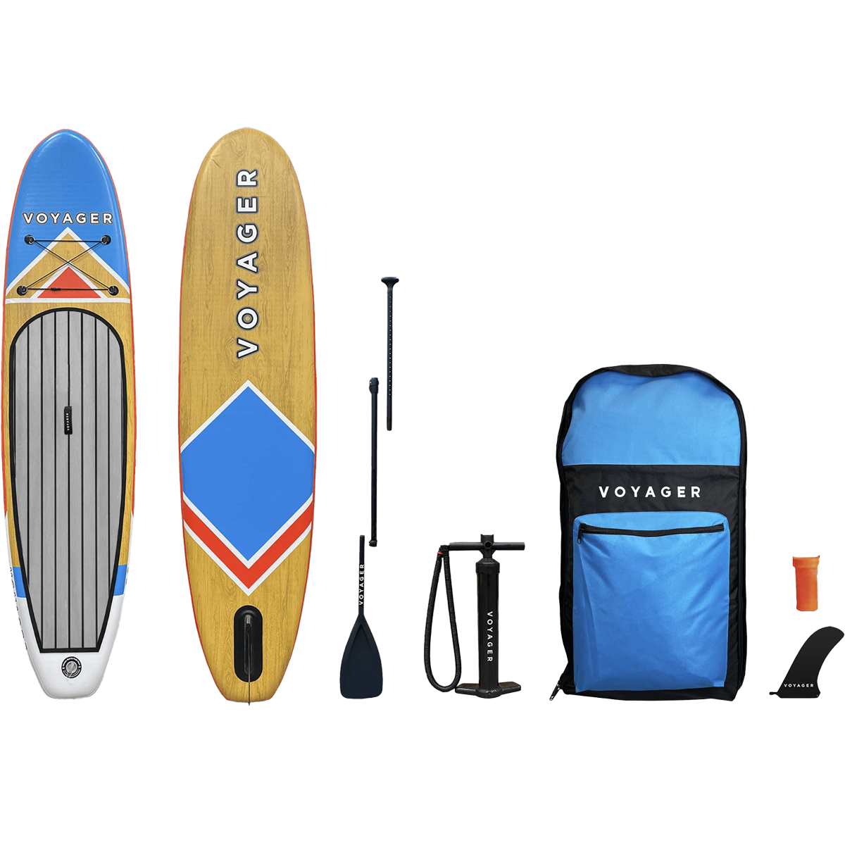 10'10 Woodgrain Inflatable Stand Up Paddle Board (SUP) with Premium Accessories - Lightweight & Portable for Lakes, Rivers & Ocean Paddling