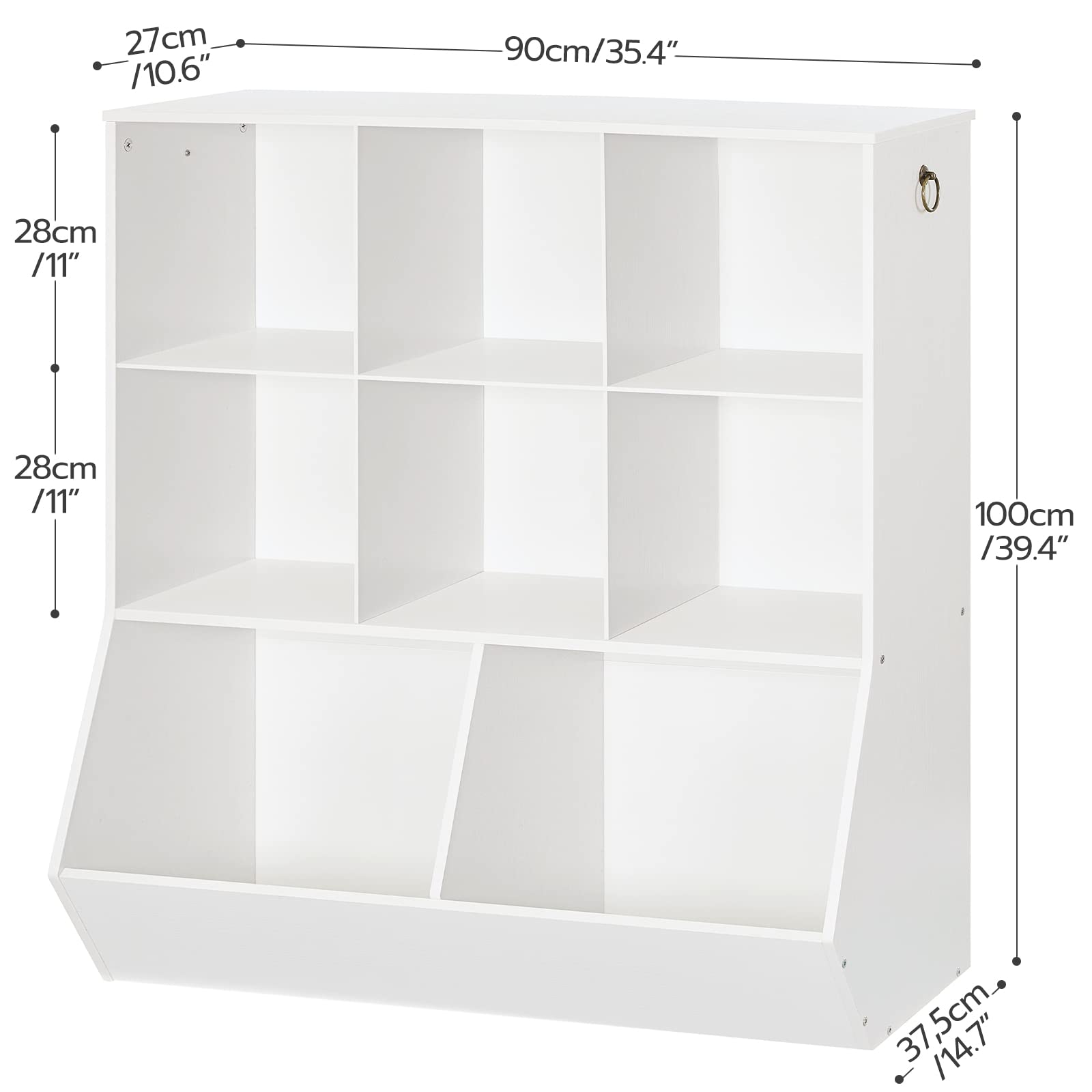 HOOBRO Kids Bookshelf and Toy Storage Organizer - 8-Cubicle Bookcase with Footboard for Playroom, Bedroom, Nursery & School - White WT35CW01G1 | Perfect for Organizing Children's Books, Toys & Learning Supplies in Home or Classroom