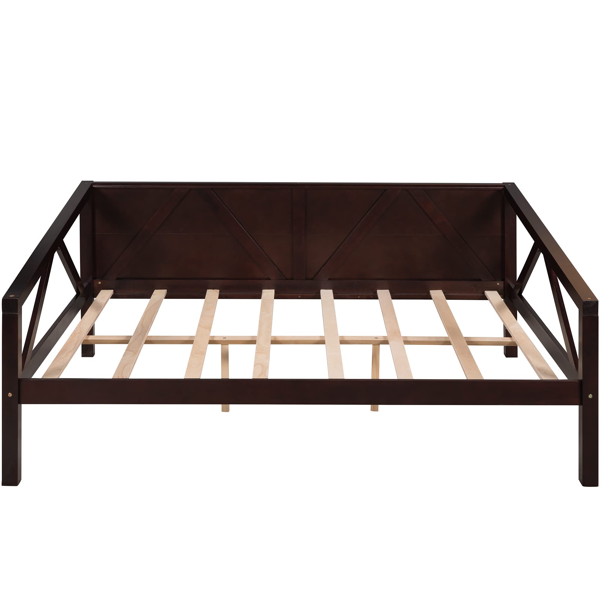 SOFTSEA Full Size Daybed Frame with Wood Slat Support - Sturdy Wooden Sofa Bed with Storage Space for Living Room, Bedroom & Guest Room | Perfect for Small Spaces, Sleepovers & Extra Seating