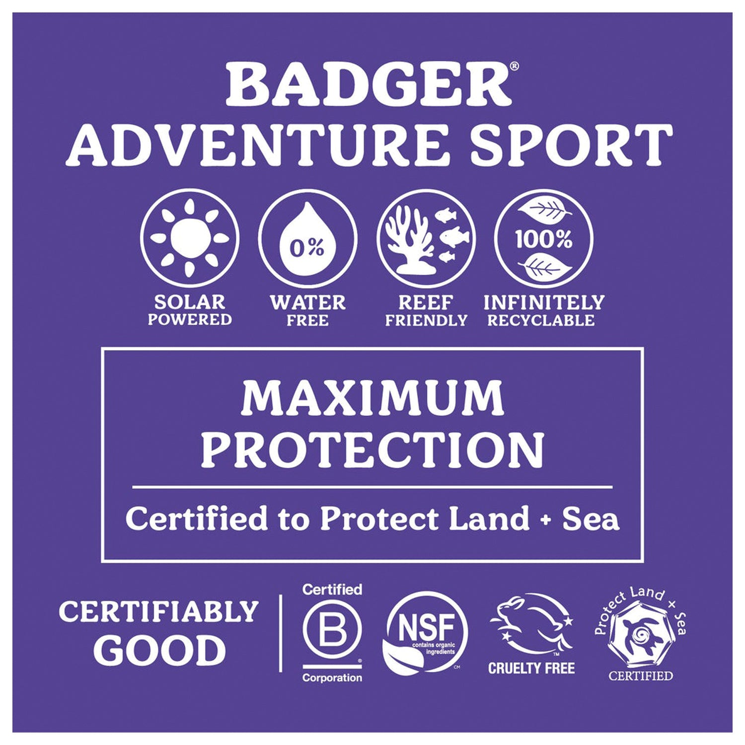 Badger SPF 50 Sport Sunscreen 2.4oz - Water-Resistant, Reef-Safe Mineral Sunscreen for Active Outdoor Activities - Hiking, Swimming, Running & Beach Protection