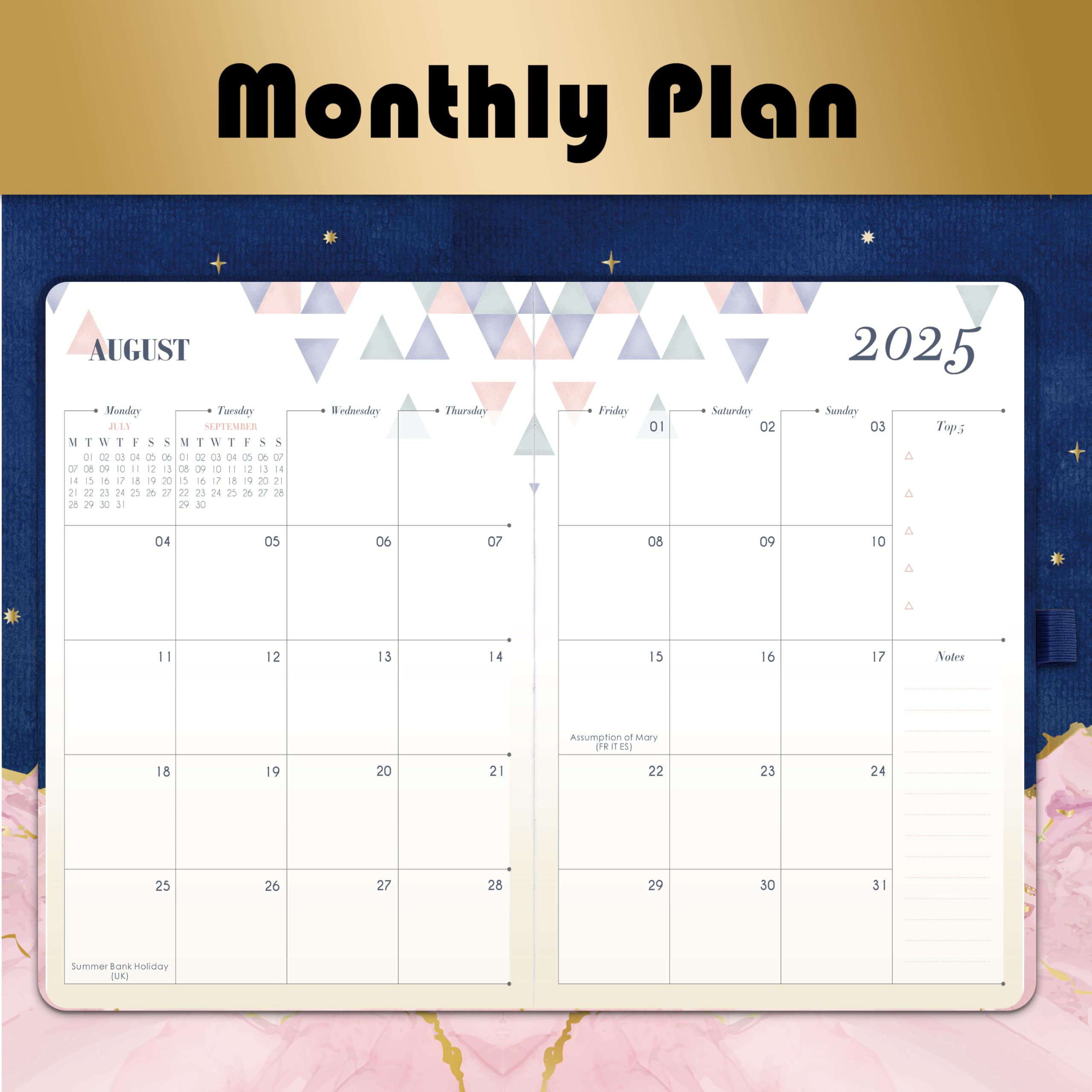 2025-2026 Academic Planner - A5 Weekly Diary from August 2025 to July 2026, Hardcover Daily Organizer with Blue & Pink Cover (21.3 x 14.7 x 1.6 cm) - Perfect for Students, Teachers & Office Professionals