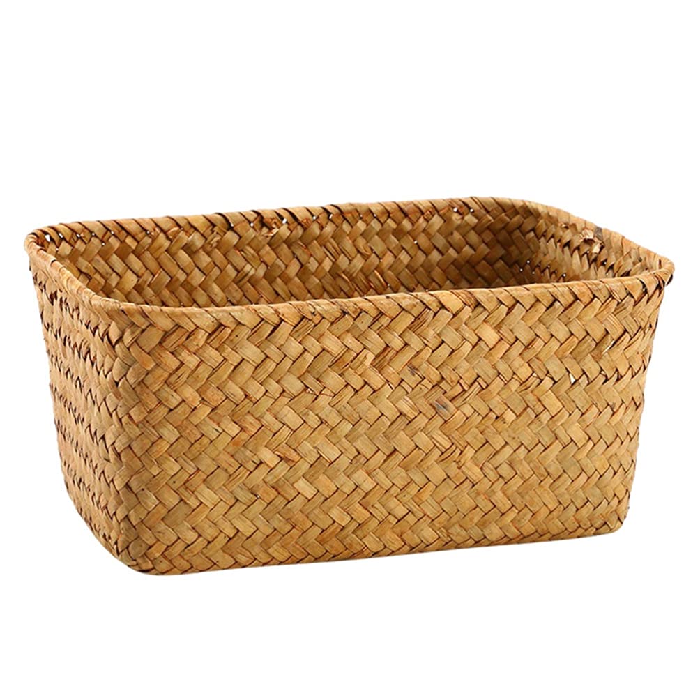 Cabilock Woven Seaweed Storage Basket - Rattan Organizer for Vanity, Countertop, Desktop - Perfect for Snacks, Fruits, Vegetables & Bread Storage - Home & Kitchen Organization