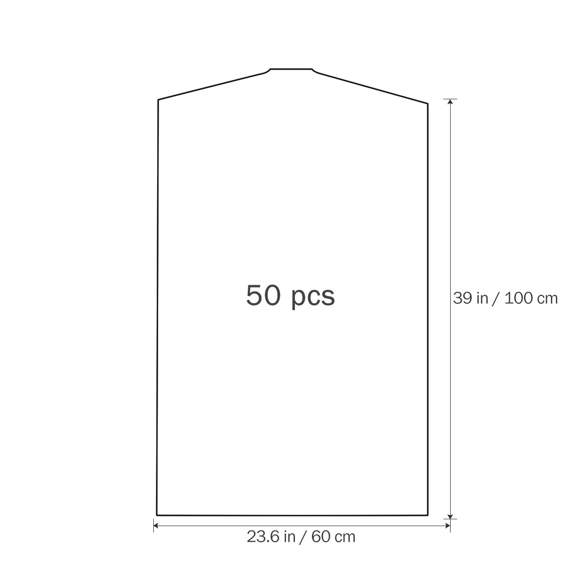 50PCS Clear Plastic Garment Bags for Hanging Clothes - Dry Cleaner Storage Bags, Laundry Clothes Covers | Perfect for Travel, Closet Organization & Dry Cleaning Storage