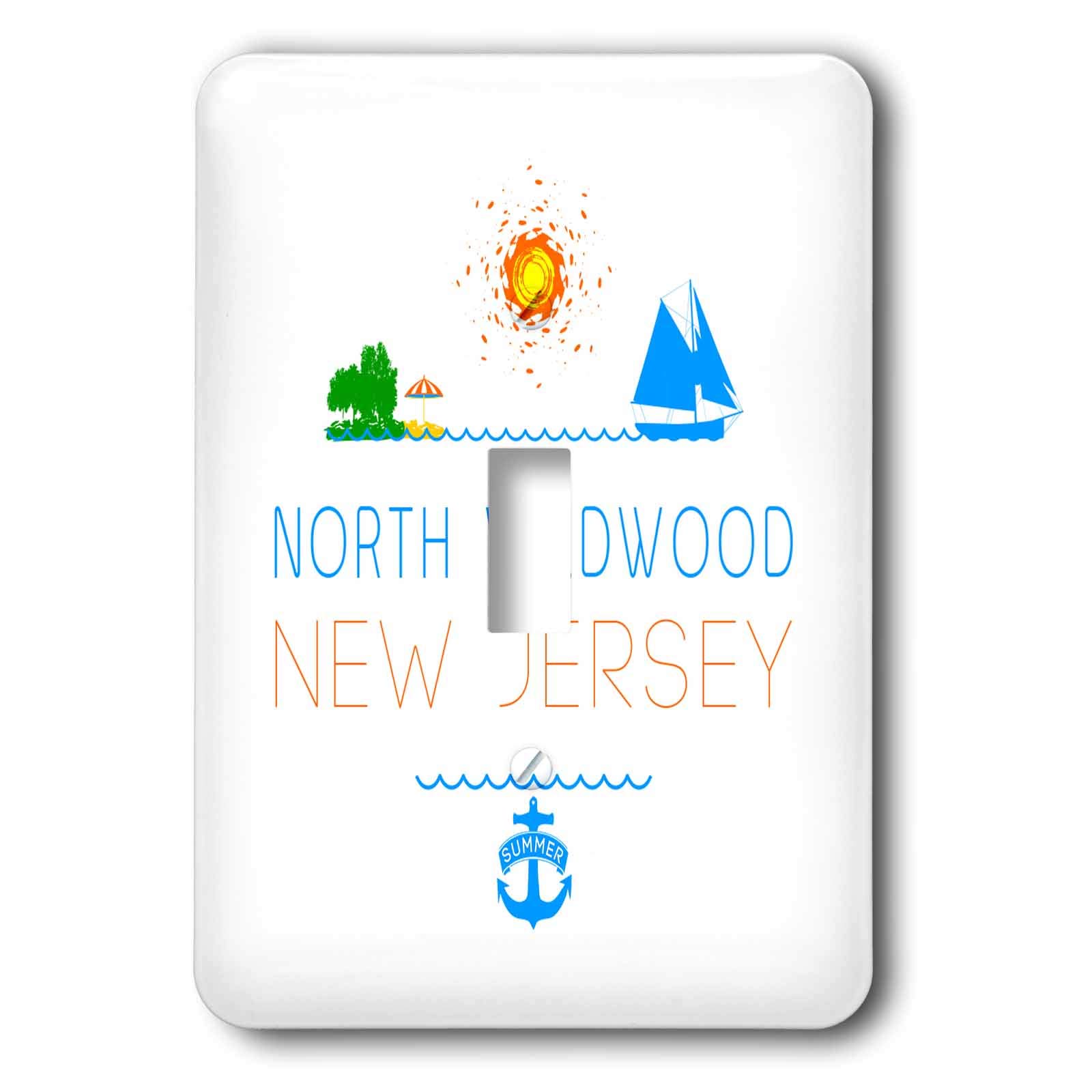 3D Rose North Wildwood New Jersey Themed Decorative Light Switch Cover - Vintage Style Wall Plate for Home Decor, Bedroom, Living Room & Office