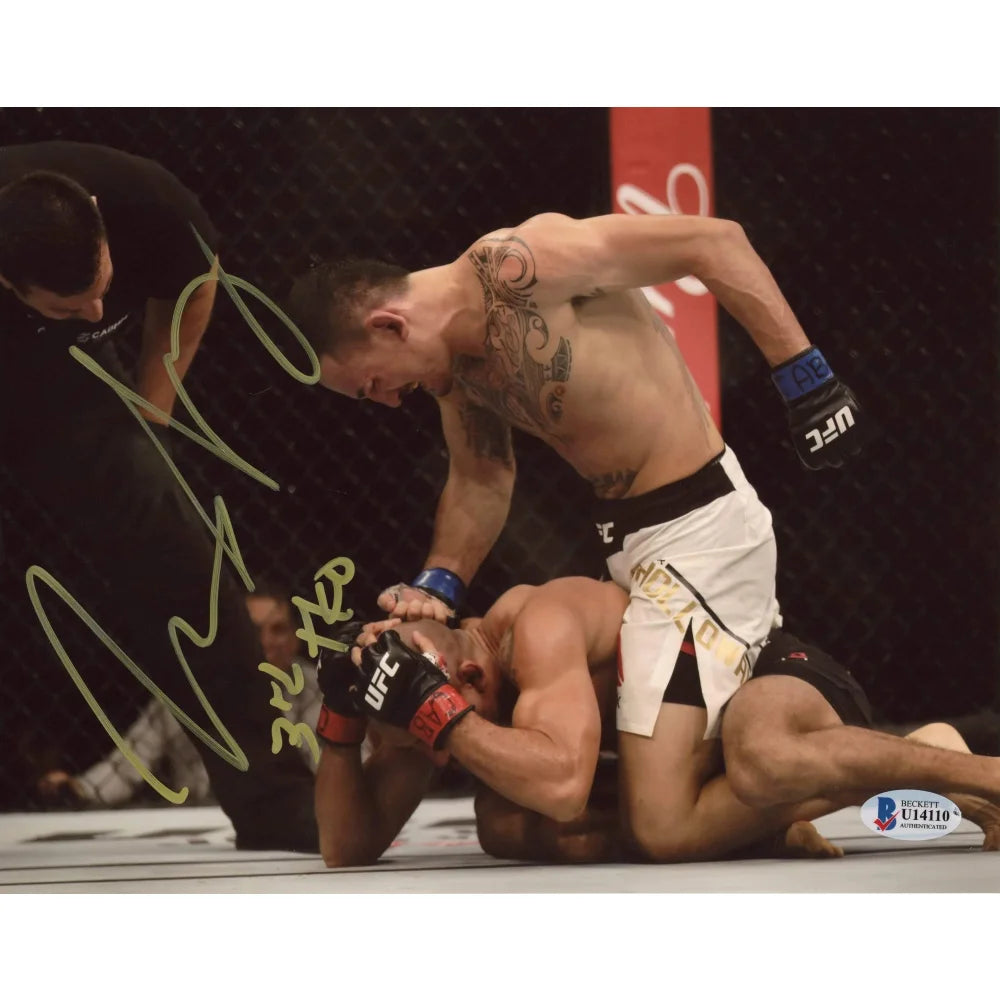 Max Holloway Hand Signed UFC Autographed 8x10 Photo with BAS COA - 3rd Round TKO vs. Jose Aldo - Collectible Memorabilia for MMA Fans & Sports Enthusiasts