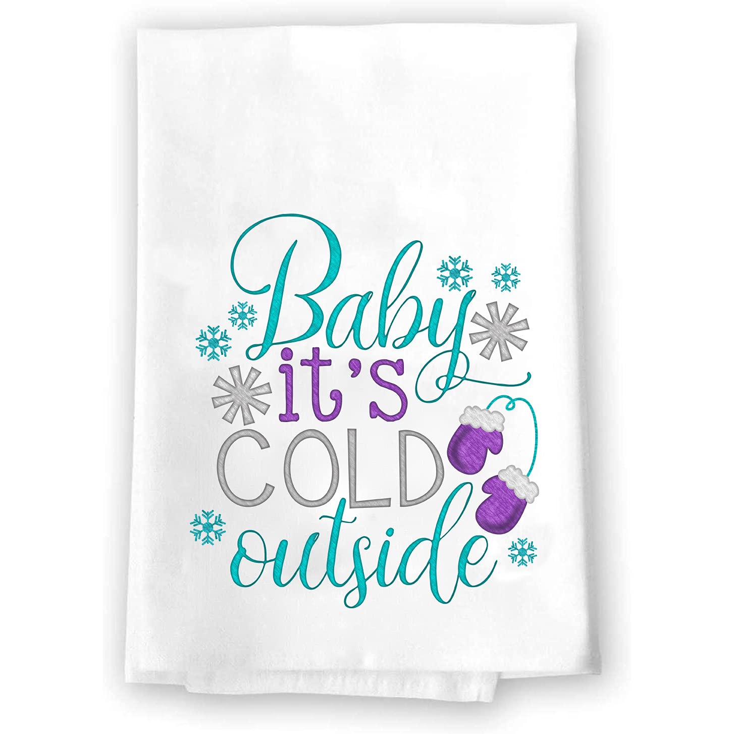 Christmas Hand Towels for Kitchen & Bath - Winter Novelty Holiday Decorations - White Decorative Towels for Home & Gifts (Baby It's Cold Outside) - Perfect for Holiday Parties, Hostess Gifts & Festive Home Decor