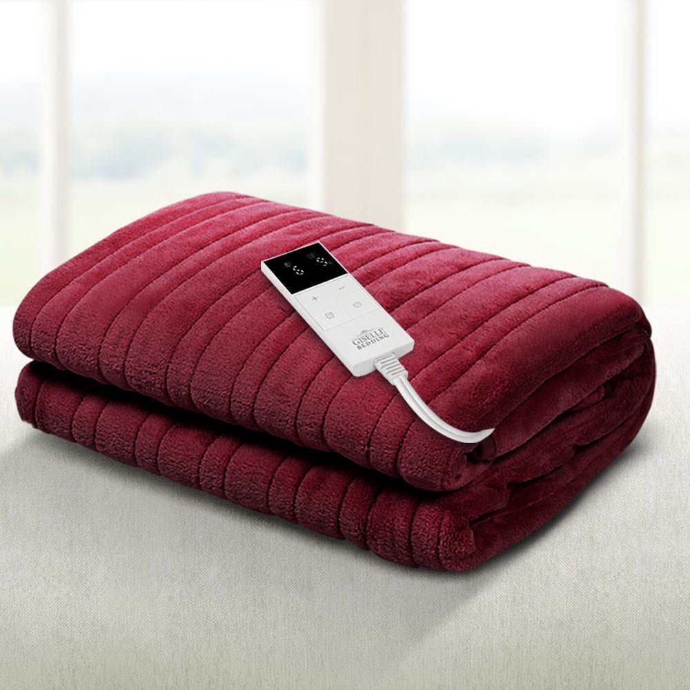 Cozy Electric Heated Throw Blanket - Soft & Warm Burgundy Fleece for Winter - Perfect for Couches, Beds & Home Relaxation