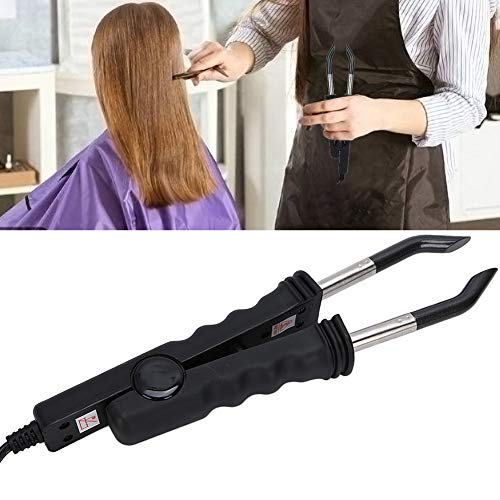 Professional Flat Shape Fusion Hair Connector - Adjustable Temperature Hair Extension Iron for Seamless Blending | Perfect for Salon Styling, Bridal Hair & DIY Extensions at Home (Black)