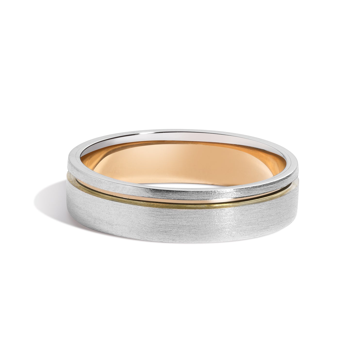 IN STOCK 14K White & Yellow Gold Groove Band Ring - Size 9.75 | Elegant Stackable Wedding Band for Women | Perfect for Anniversaries, Engagements & Everyday Wear
