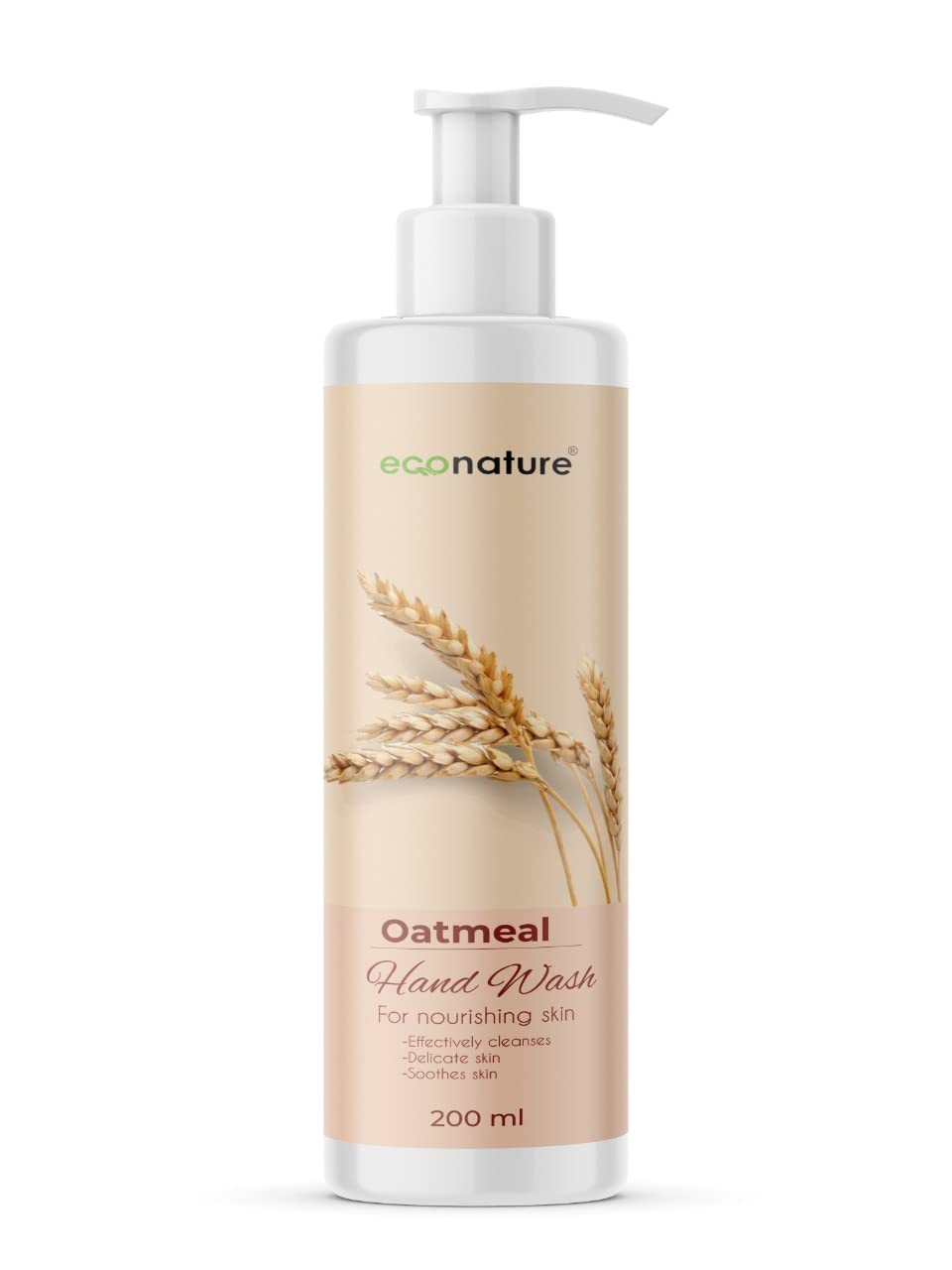 ECONATURE Oatmeal Liquid Hand Soap Refill Pack - 200ml Moisturizing Hand Wash for Dry Skin | Gentle & Hydrating for Daily Use at Home, Office, or Travel