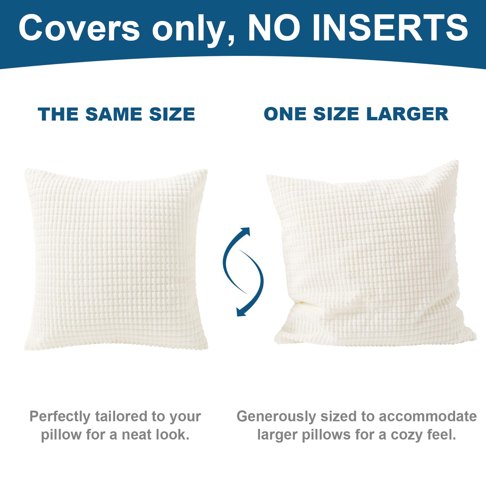 BeBen 20x20 Corduroy Throw Pillow Covers Set of 2 - Soft Square Decorative Cushion Cases for Couch, Sofa, Bed & Car - Beige Home Decor | Perfect for Living Room, Bedroom & Interior Design