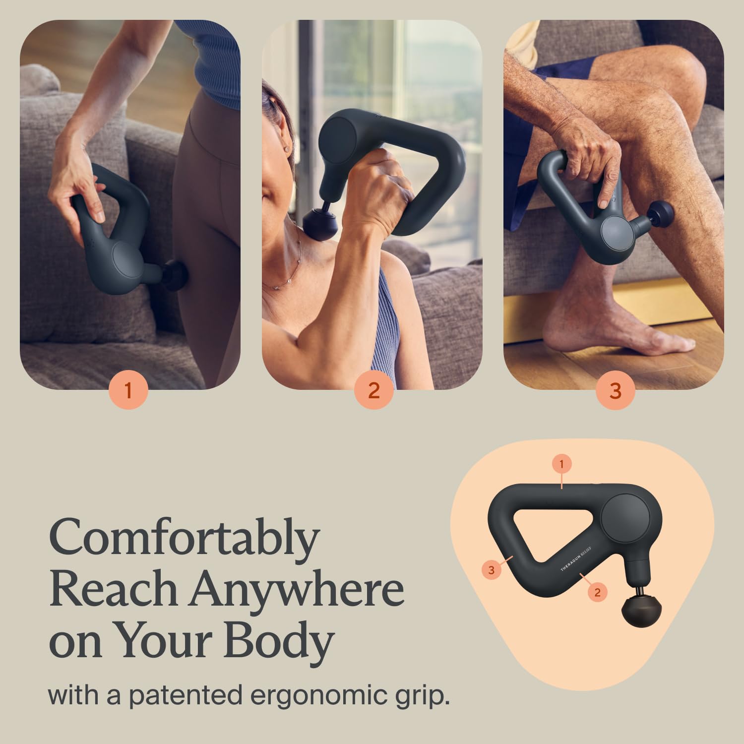 TheraGun Relief Quiet Deep Tissue Massage Gun - Bluetooth Enabled Percussion Massager for Neck, Back, Leg & Shoulder Pain - Portable Muscle Recovery Device for Athletes & Home Use (Black)