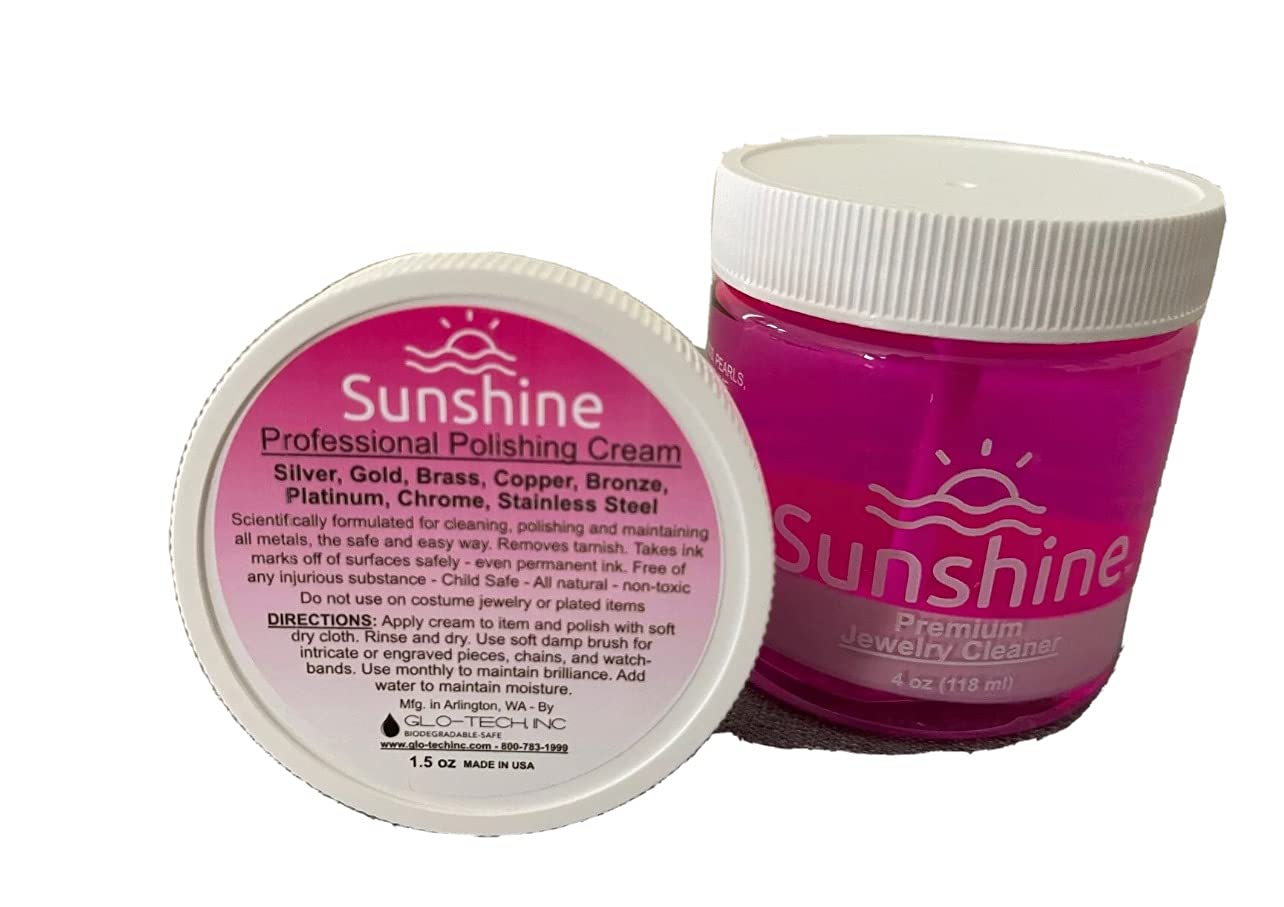 Premium Pink Lady Sunshine Jewelry Cleaner Kit with Metal Polish - Safe Solution for Diamonds, Gold, Silver, Wedding Rings & Earrings | Perfect for Home Jewelry Care & Gift Giving