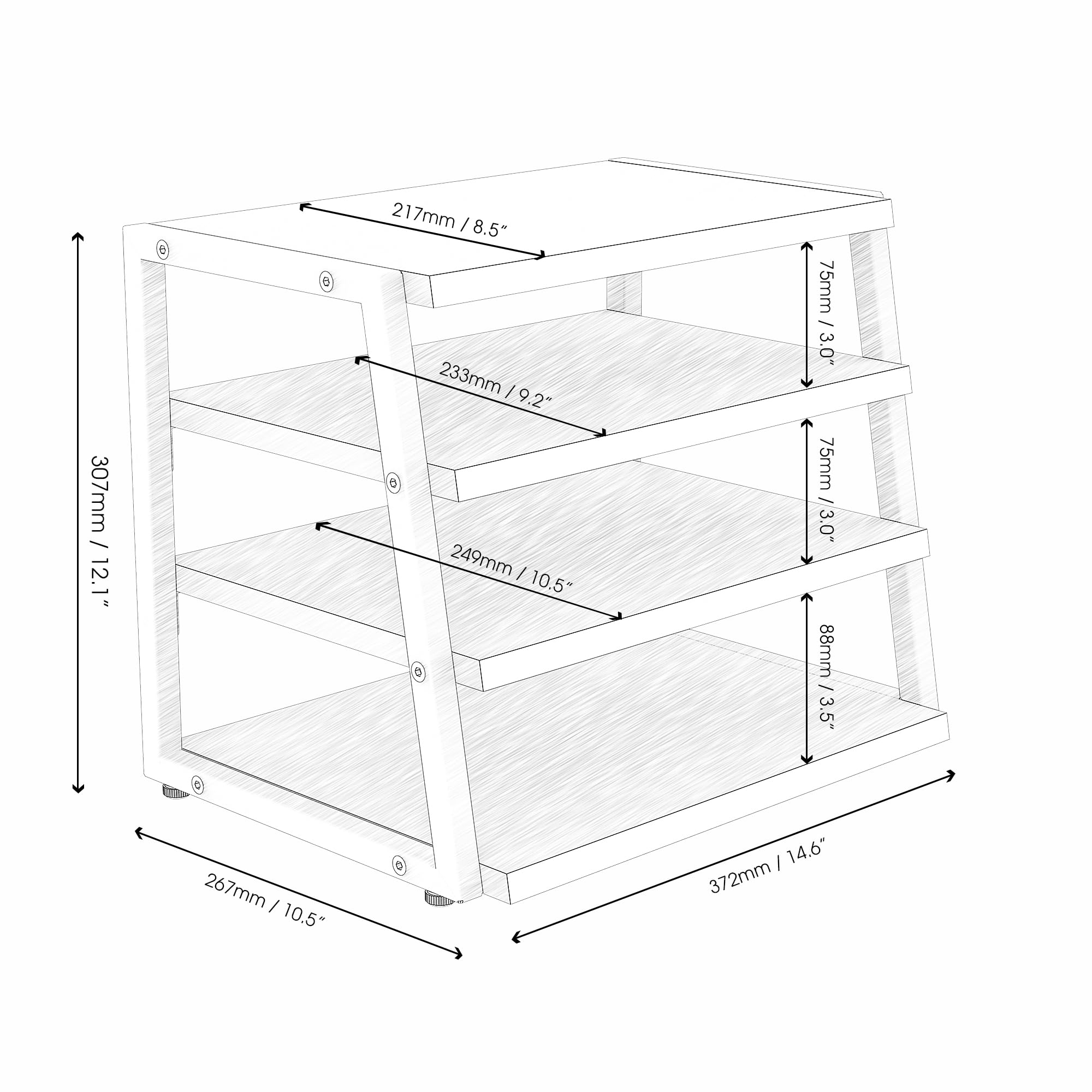 4-Tier Wood & Metal Desk Shelf Organizer - Office Supplies Storage, File Holder for Home & Office Workspace - Perfect for Organizing Books, Files, Stationery on Desks & Corners