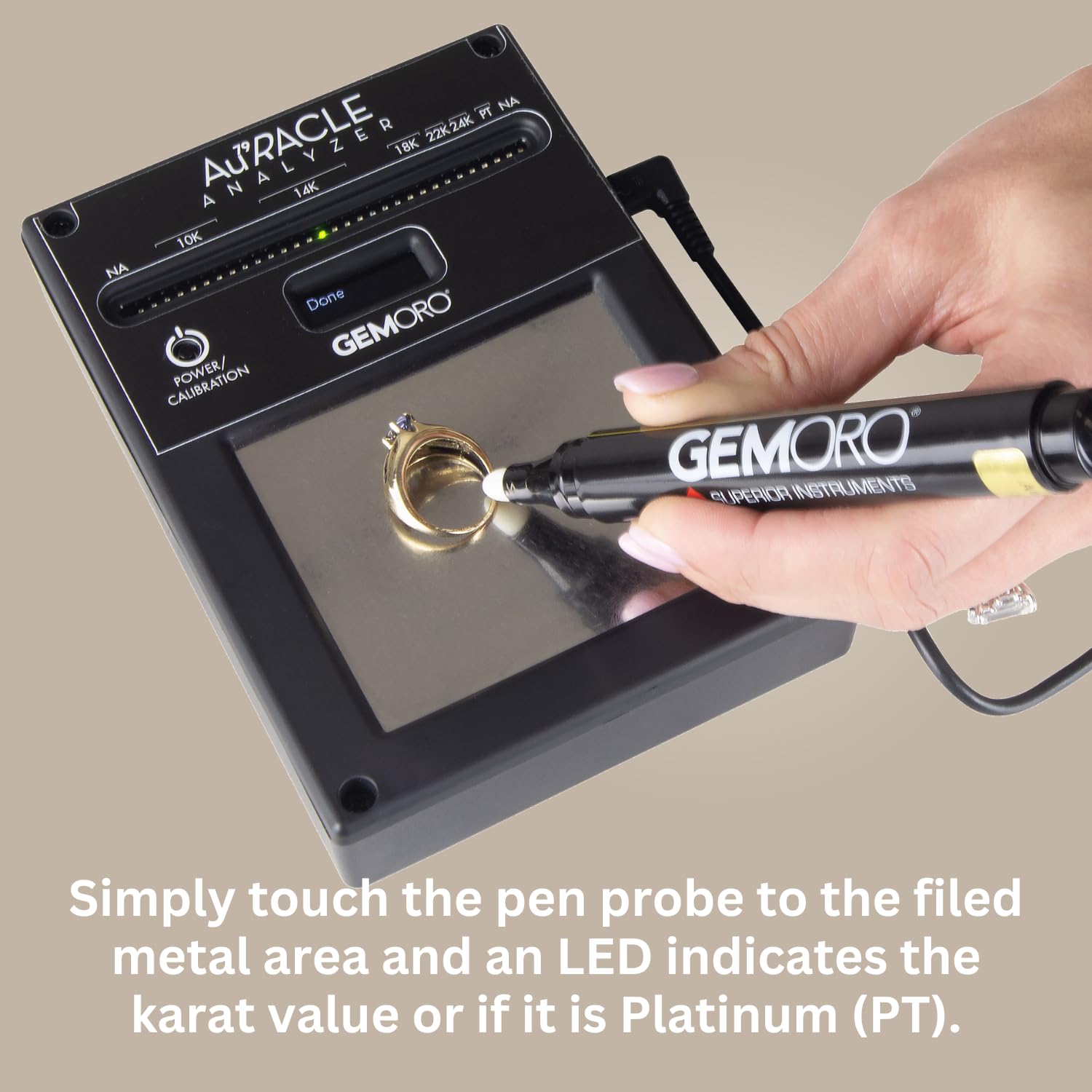 GemOro Auracle Analyzer Gold Tester - Professional Electronic Karat Gold & Platinum Testing Device | Compact, Portable & Accurate Jewelry Tool for Scrap Gold, Coins & Jewelry Appraisal | Perfect for Pawn Shops, Jewelers & Collectors