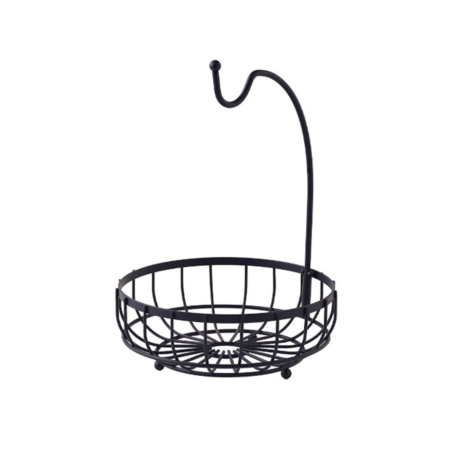 Stainless Steel Fruit Basket with Banana Hanger - Kitchen Countertop Storage Bowl for Fruits & Vegetables, Drain Rack Holder, Snack Tray - Perfect for Small Kitchen Spaces, Dining Table Organization & Healthy Snacking