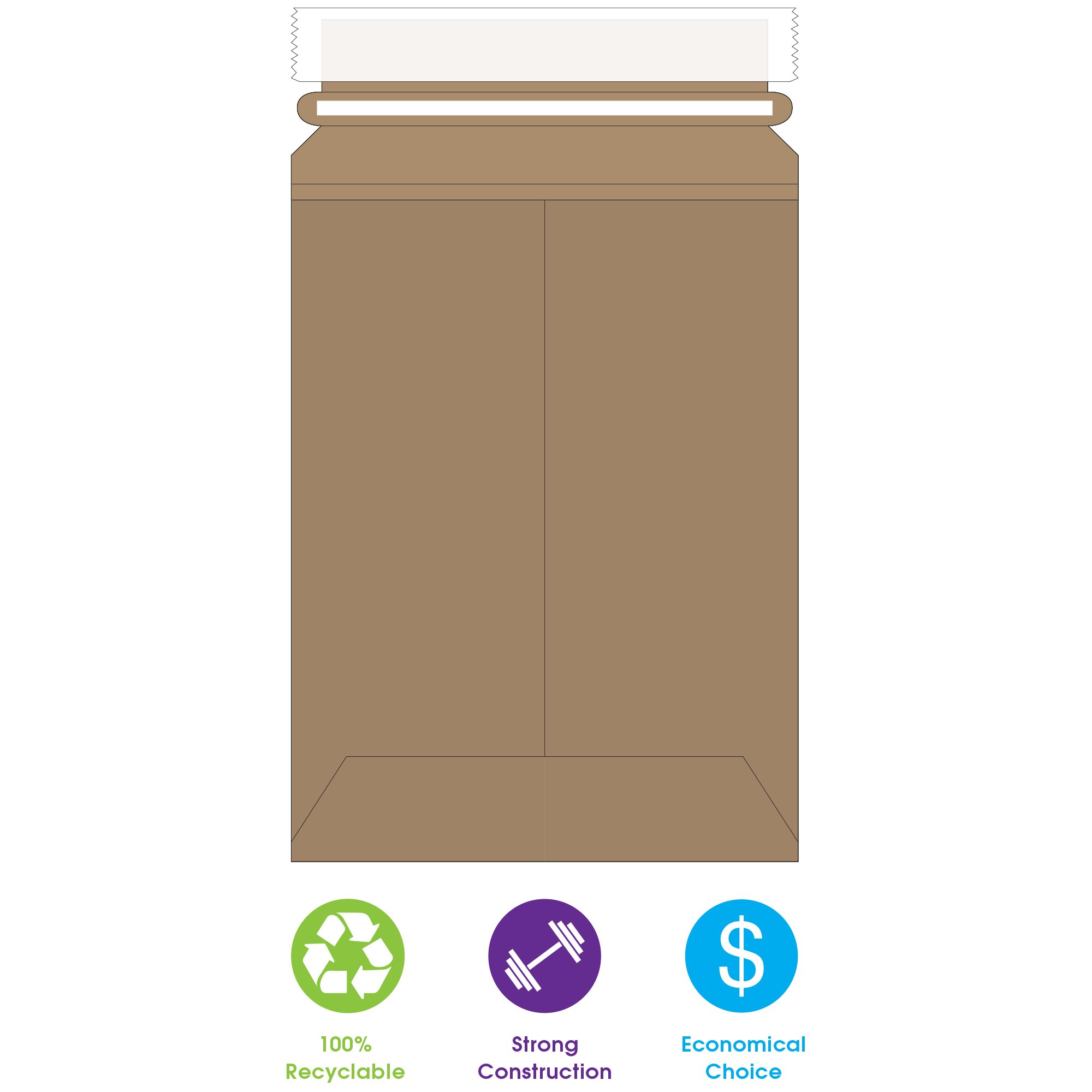Tape Logic 11 x 13 1/2 Inch Stayflats Rigid Flat Mailers - Kraft Brown (100 Pack) | Photo & Document Mailers with Peel & Seal Closure | Easy Tear Strip Opening | Perfect for eBay, Etsy & Amazon Shipping