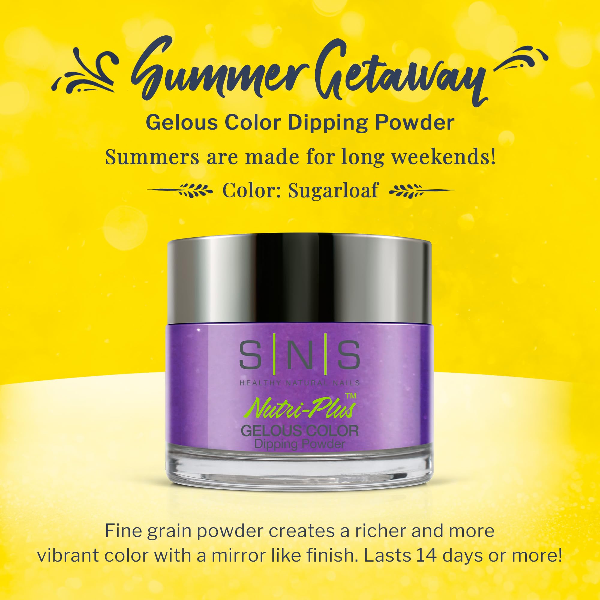 SNS Nail Dip Powder - Gelous Color Dipping Powder in Sugarloaf Purple/Violet Shimmer - Long-Lasting 14 Day Dip Nail Polish - Low Odor, No UV Lamp Needed - 1 oz for Professional Salon & At-Home Manicures