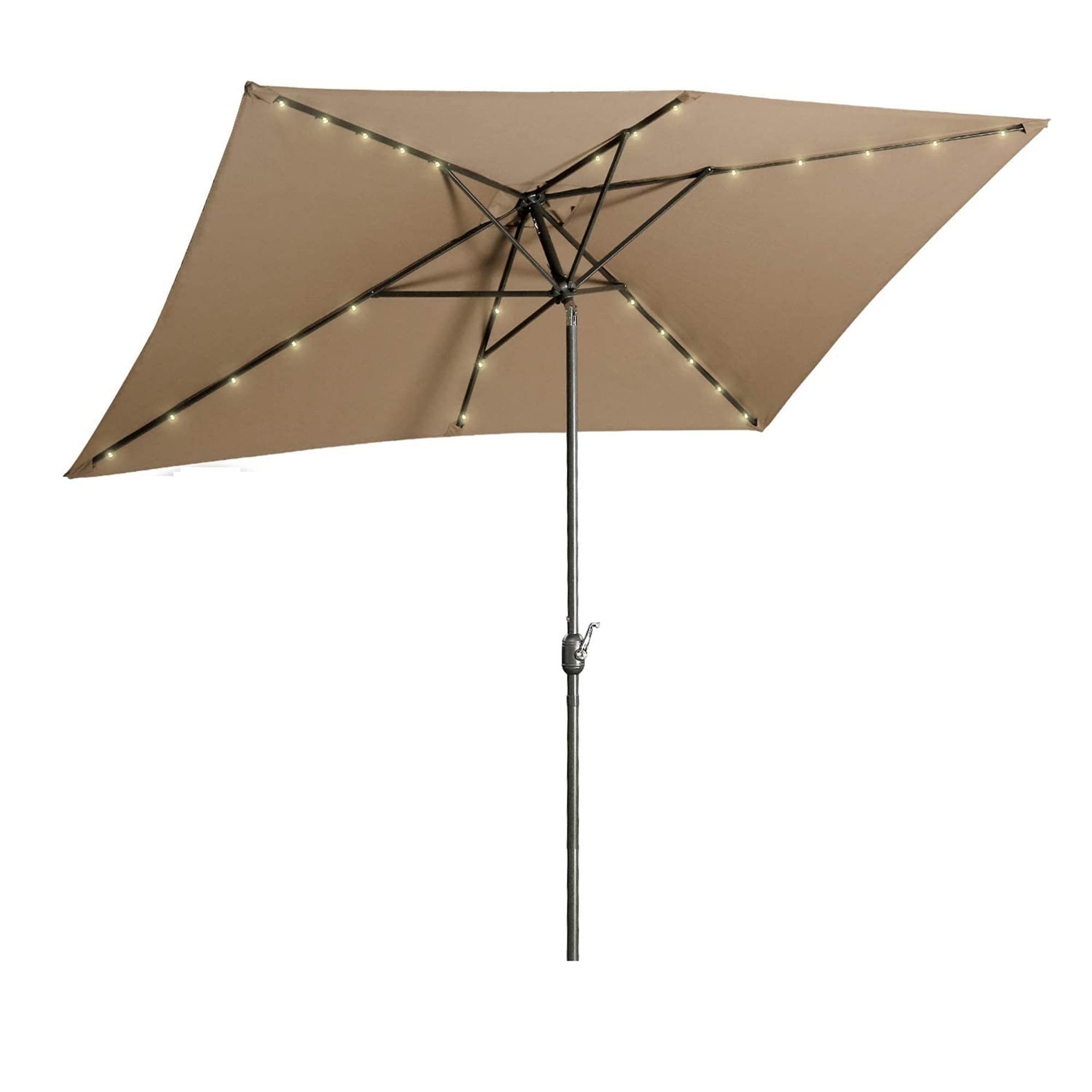 Aok Garden Patio Umbrella with LED Lights - 9ft Outdoor Market Table Umbrella with Tilt & Crank Mechanism, Sturdy Steel Ribs for Deck, Lawn, Pool & Backyard - Perfect for Outdoor Dining, Lounging and Entertaining