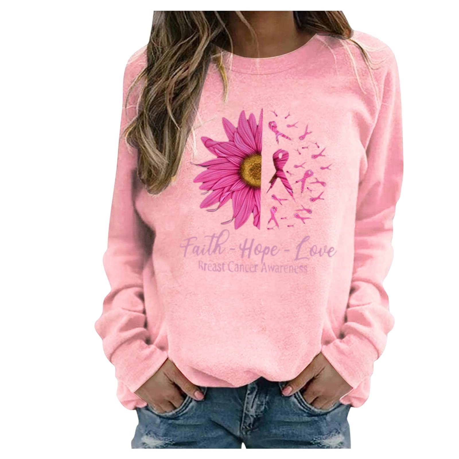 Women's Casual Long Sleeve Graphic Sweatshirt - Soft Crewneck Pullover Top for Women | Cozy Fall & Winter Outfit, Lounge Wear, Street Style Fashion