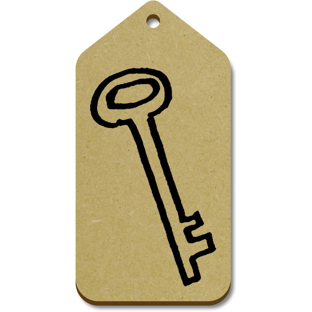 Azeeda 10-Pack Large Wooden Key-Shaped Gift Tags - Perfect for Weddings, Birthdays & DIY Crafts (TG00070652)