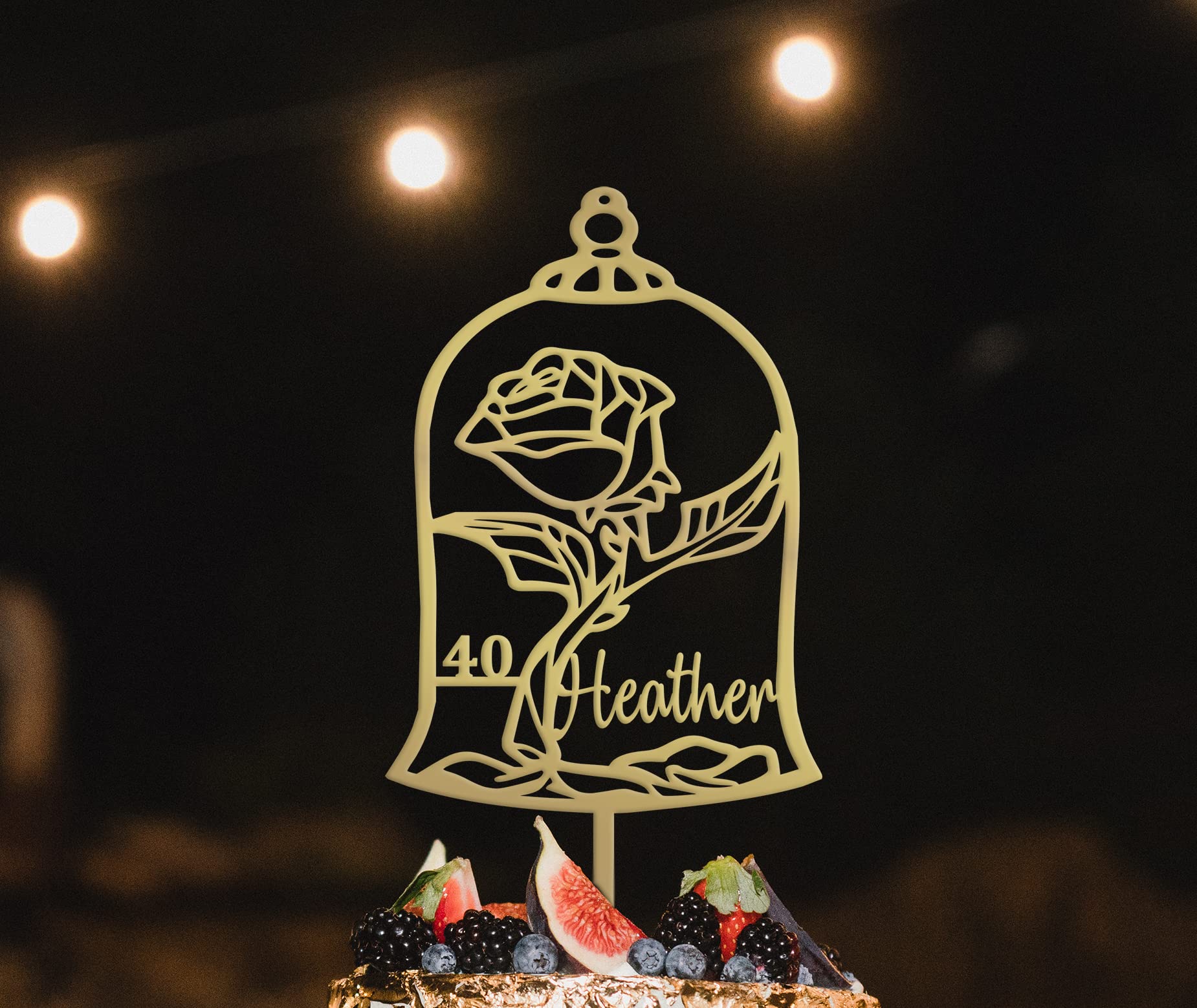 Personalized Rose Gold Hourglass Birthday Cake Topper - Custom Name Cake Decorations for Wedding, Anniversary & Special Events - Elegant Cake Topper for Birthday Parties & Celebrations